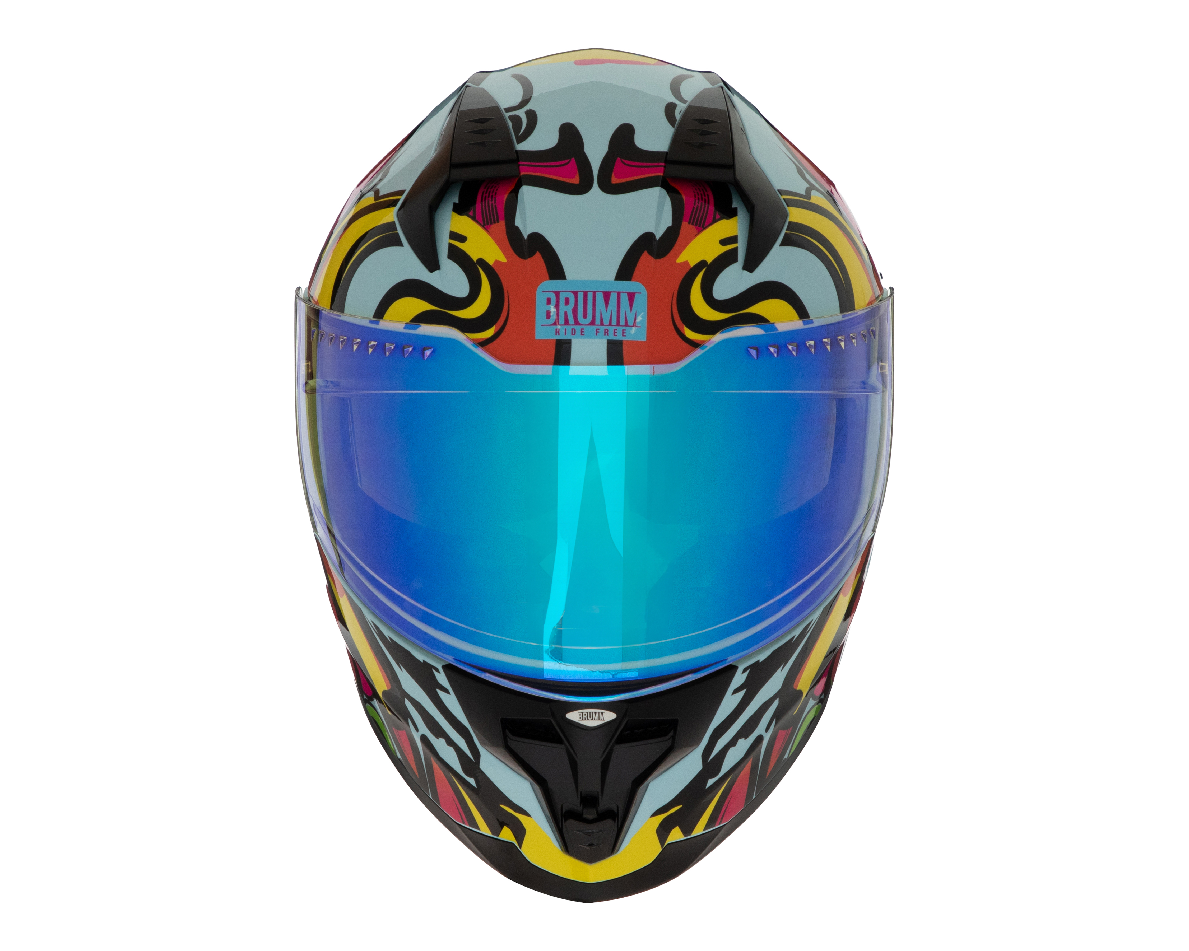 Foto 6 pulgar | Foto 5 | Casco para Motociclista Brumm Extragrande Multicolor Doble Visor