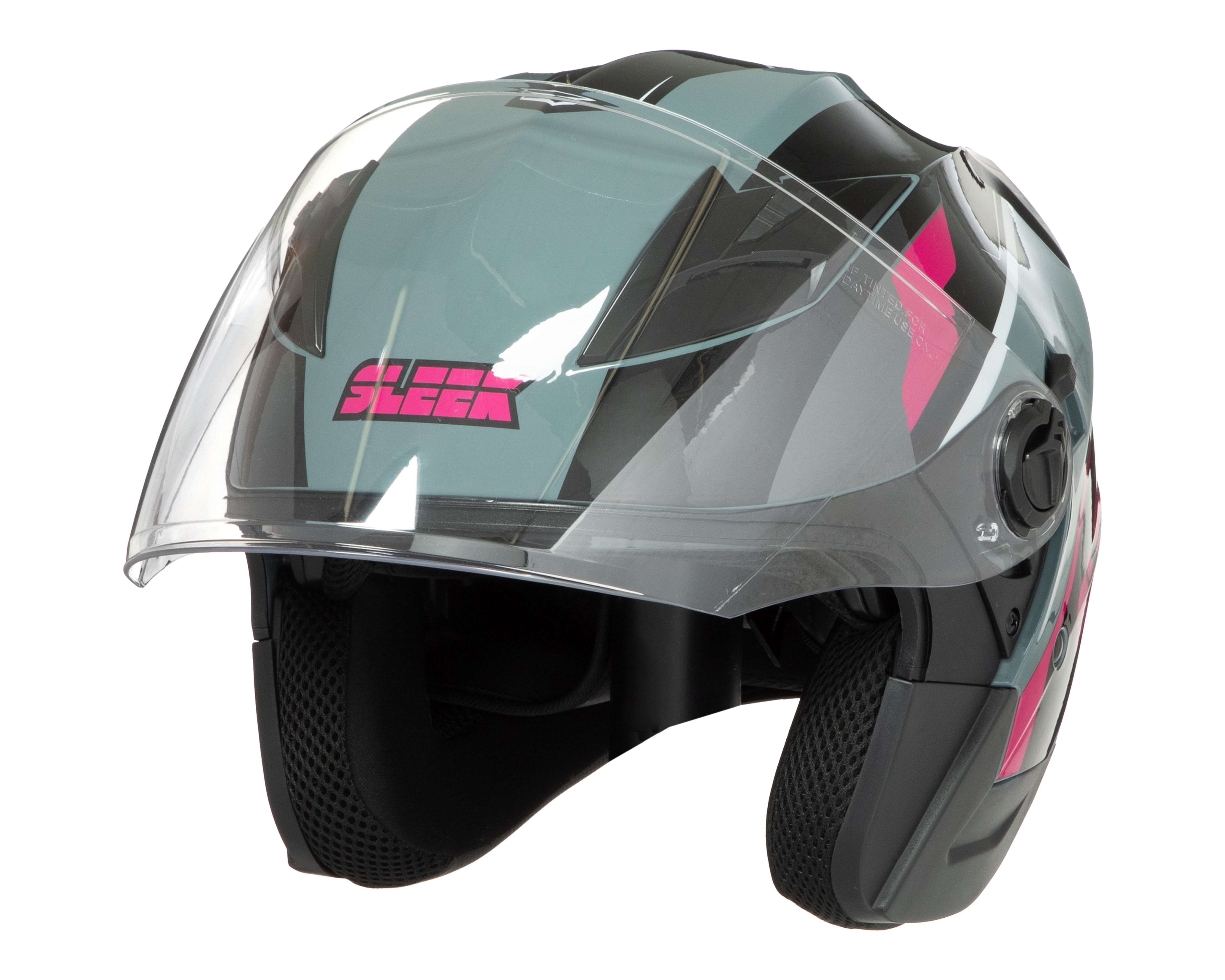 Casco para Motociclista Sleek Mediano Negro Doble Visor