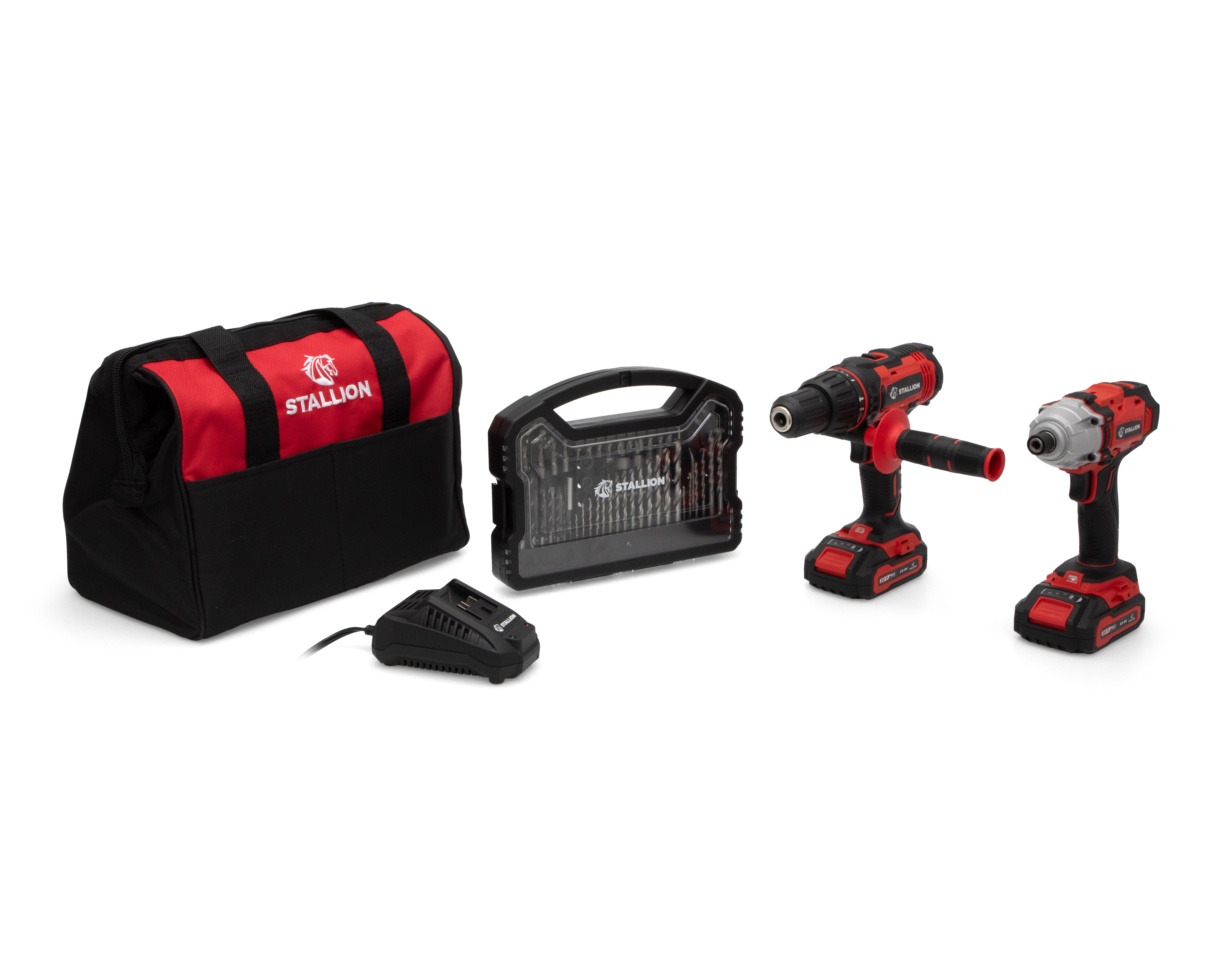 Taladro y Atornillador de Impacto Inalámbrico Stallion 20 V con Accesorios