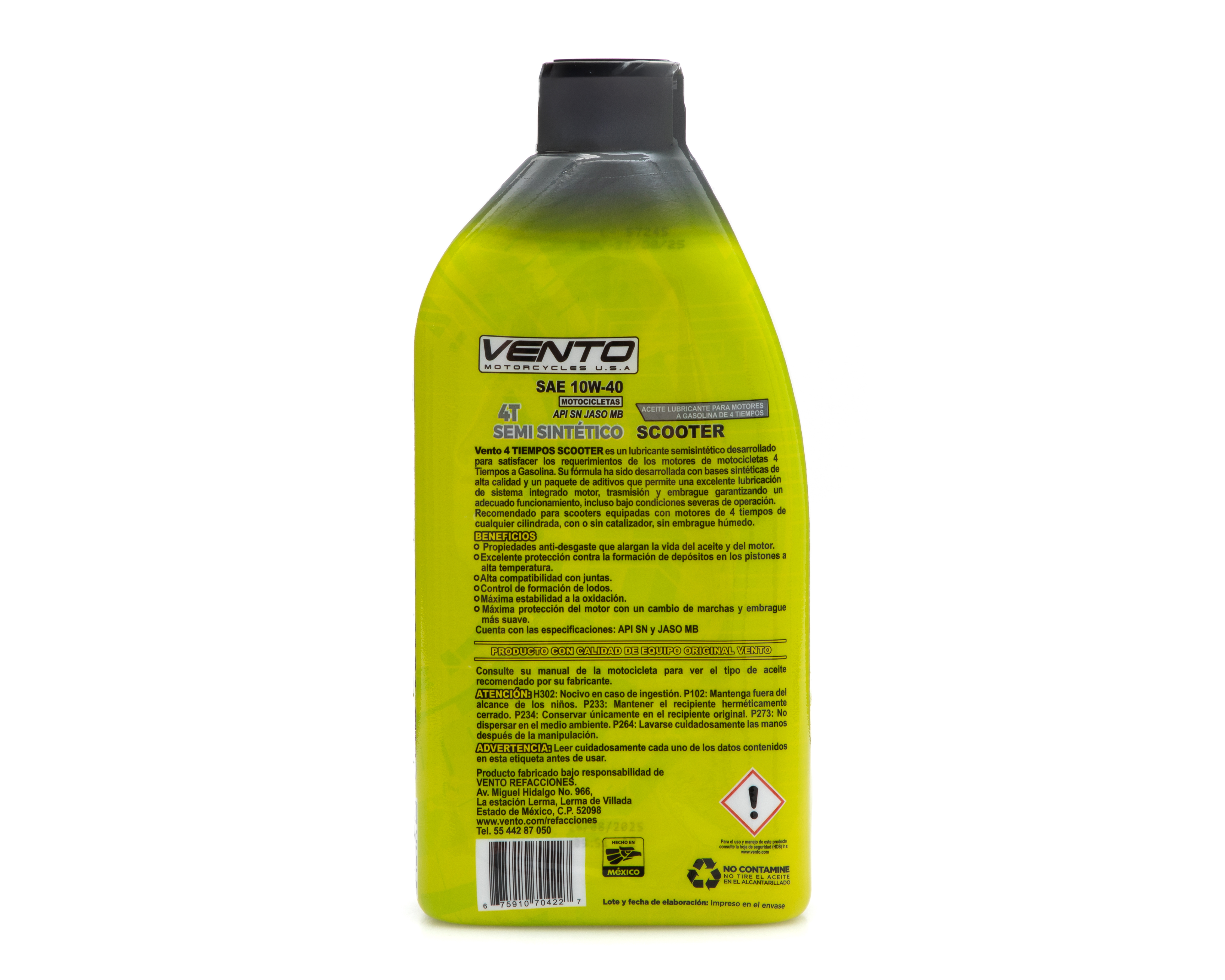 Foto 4 pulgar | Foto 3 | Aceite para Motor 4T Semi Sintético Vento para Motocicleta AC 4TSEMISINT 10W-40 1 Litro