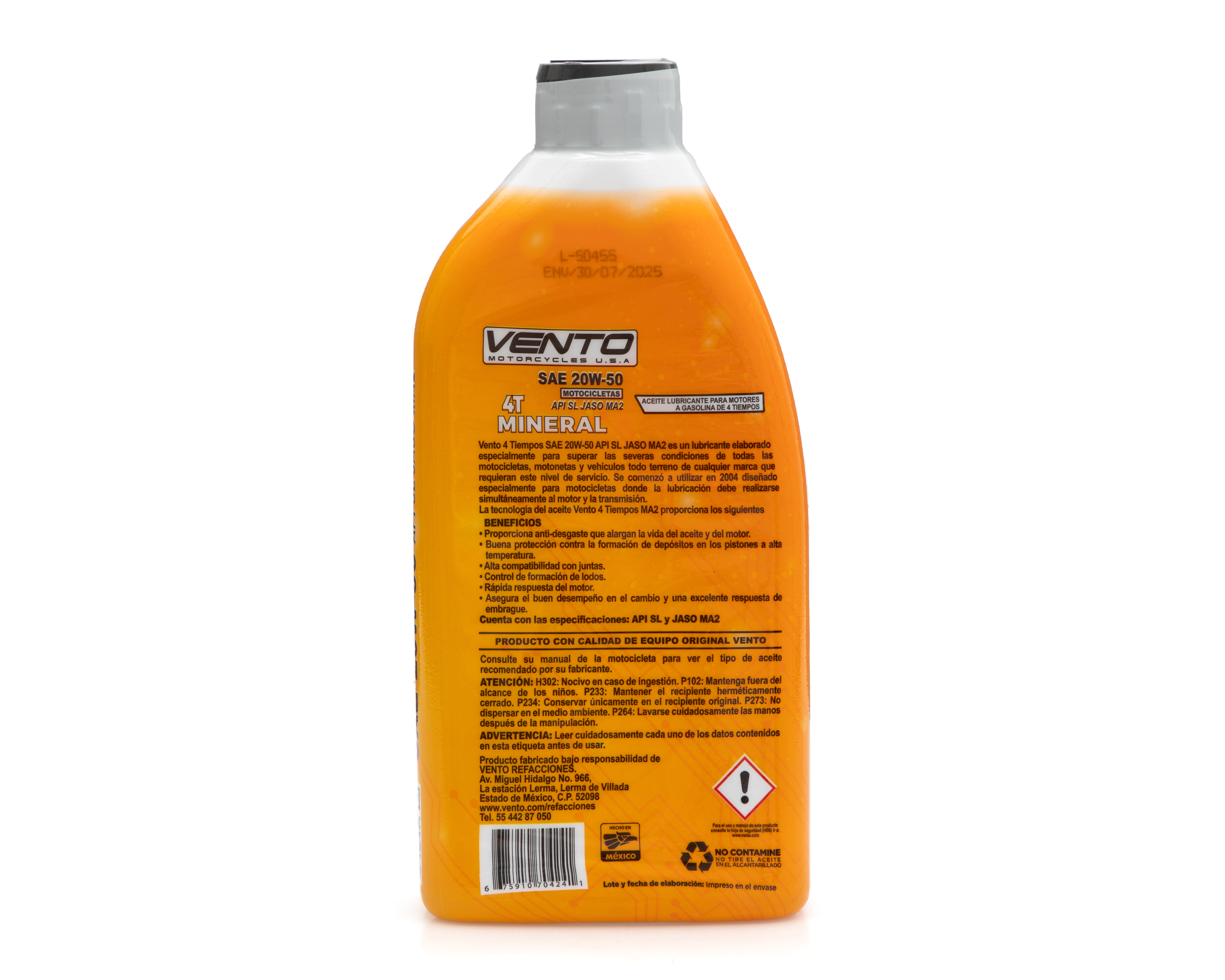 Foto 4 pulgar | Foto 3 | Aceite de Motor Lubricante Vento SAE 20W-50 4T Mineral 1 L