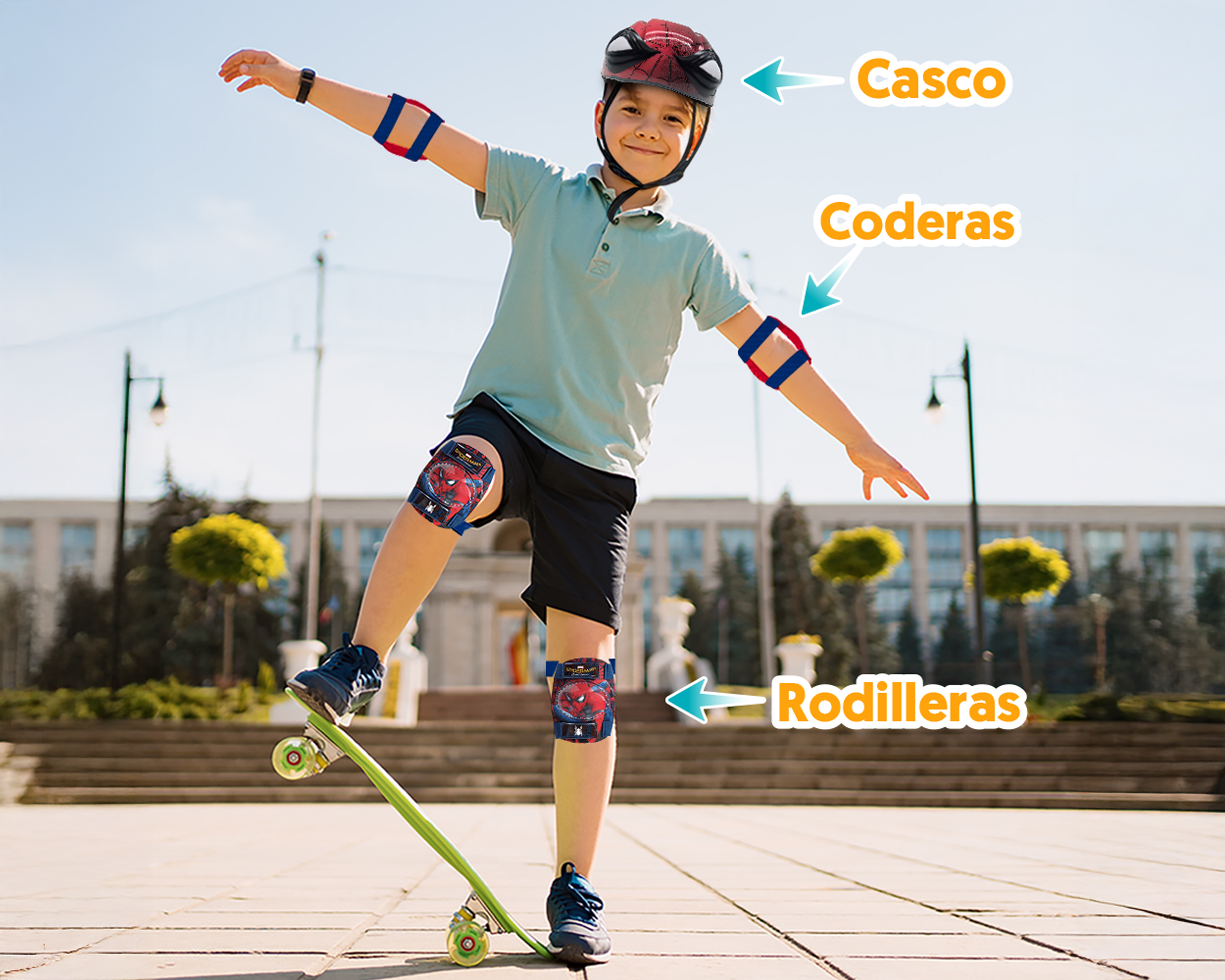 Foto 5 pulgar | Foto 4 | Casco con Rodilleras y Coderas Apache Spider-Man 5 Piezas