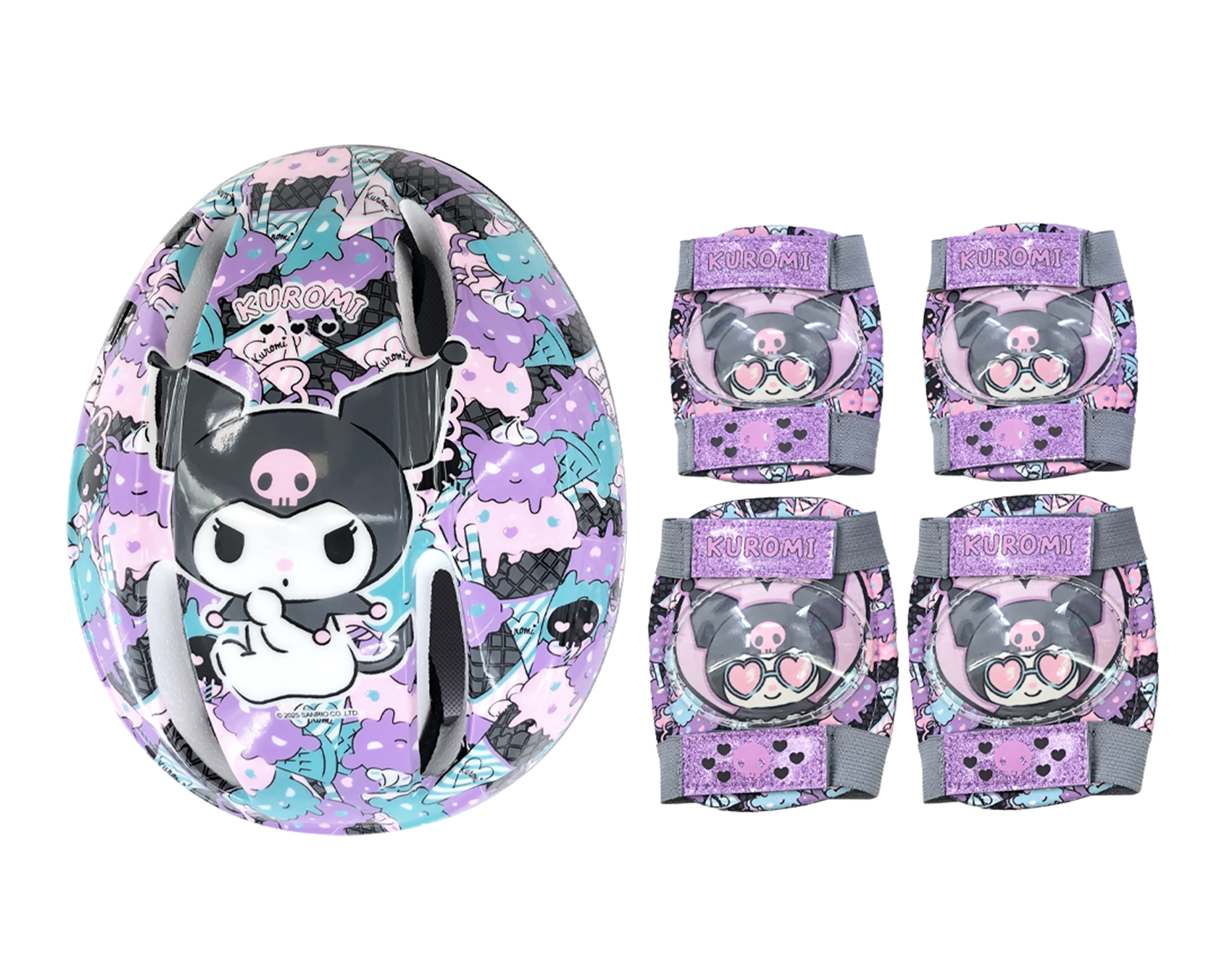 Casco con Rodilleras y Coderas Apache Kuromi 5 Piezas