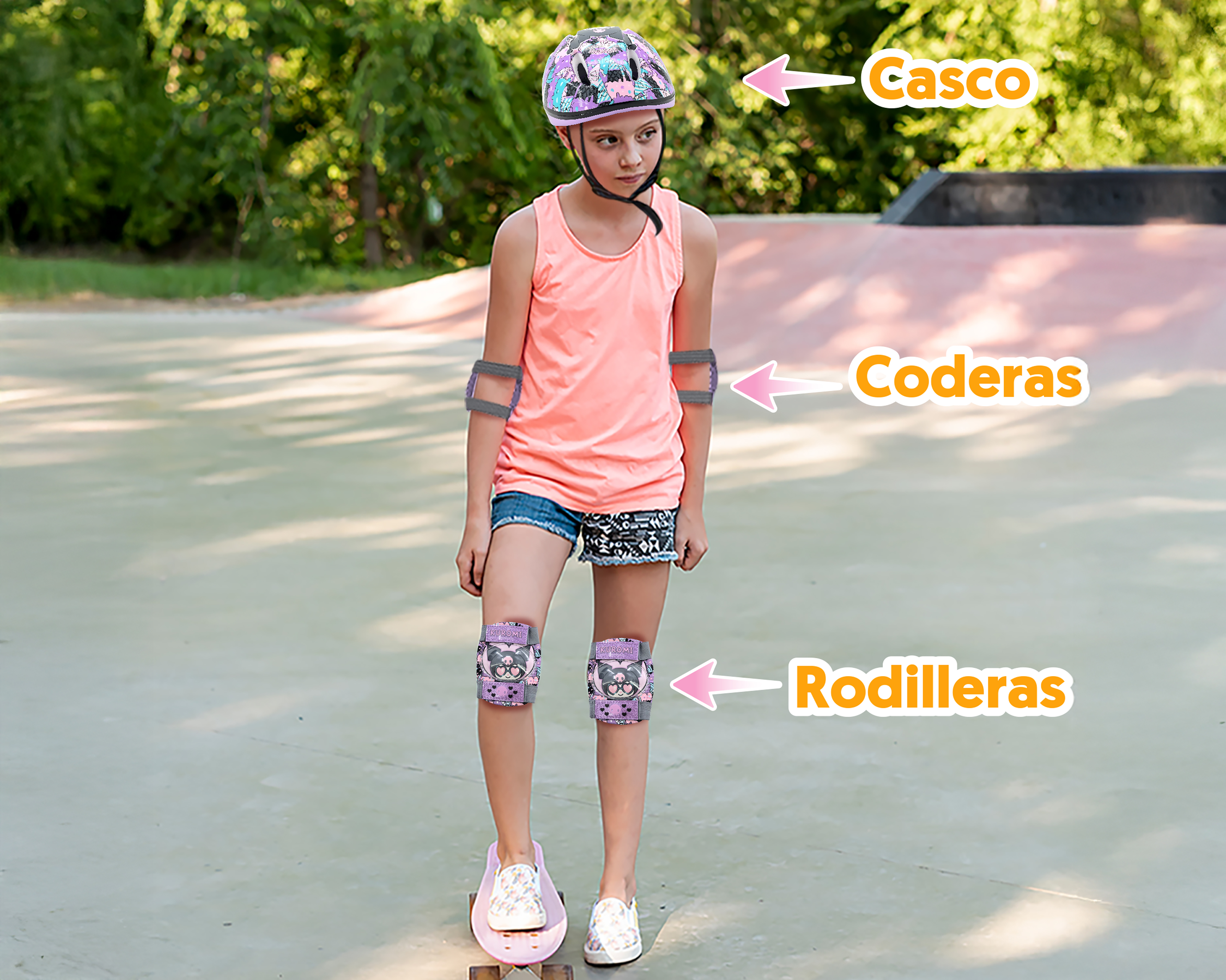 Foto 4 | Foto 4 | Casco con Rodilleras y Coderas Apache Kuromi 5 Piezas