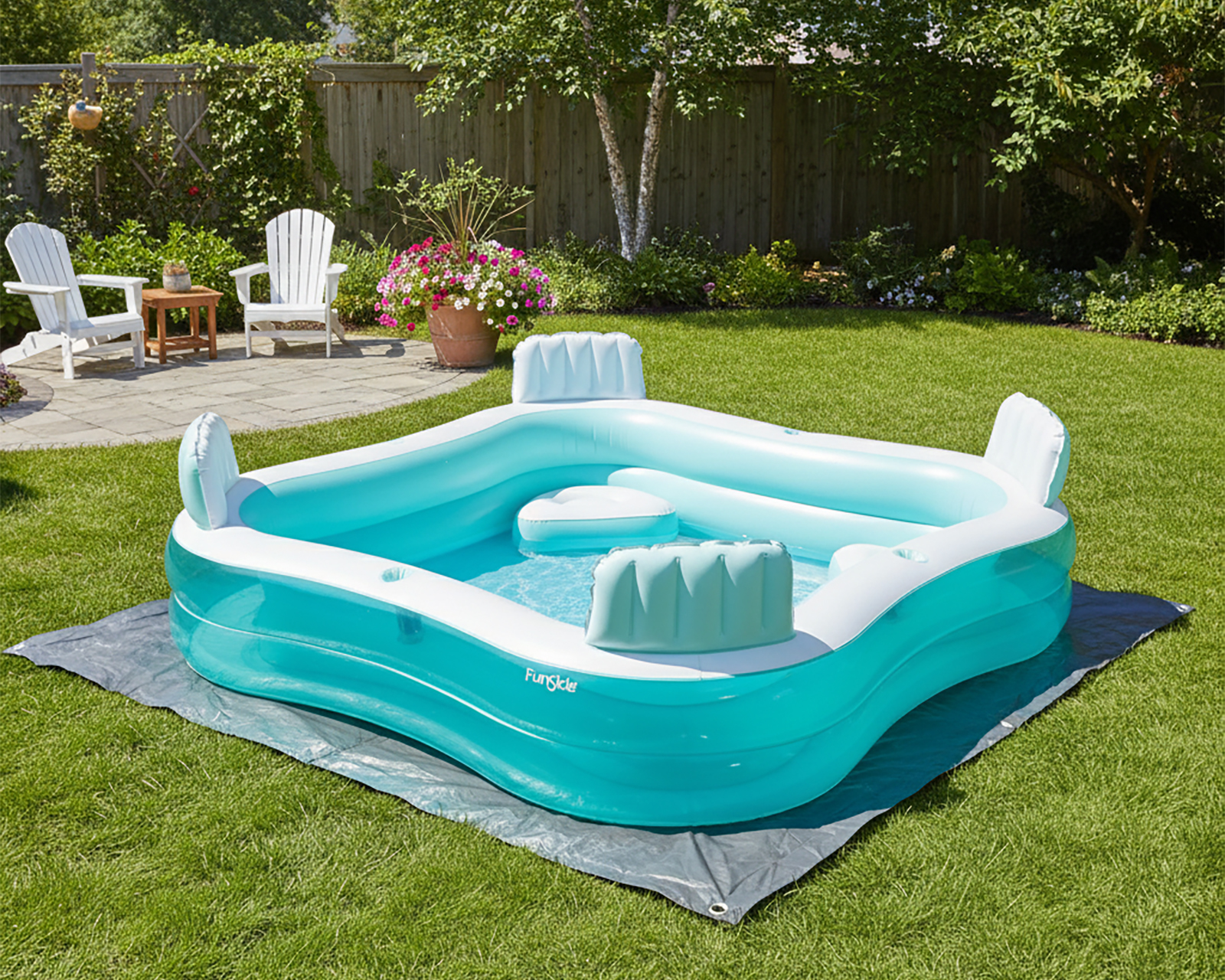 Foto 4 | Foto 4 | Alberca Inflable Cuadrada Funsicle 681 Litros 223 x 223 x 66 cm