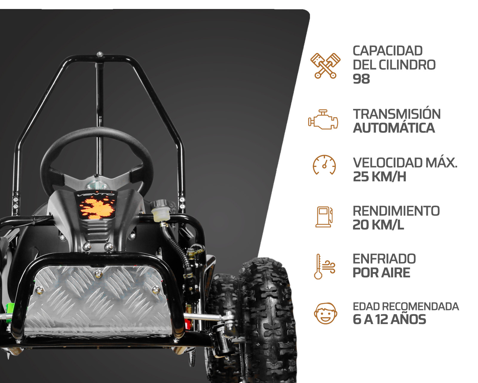 Foto 3 | Foto 3 | Go-Kart para Niños Vento Anaranjado