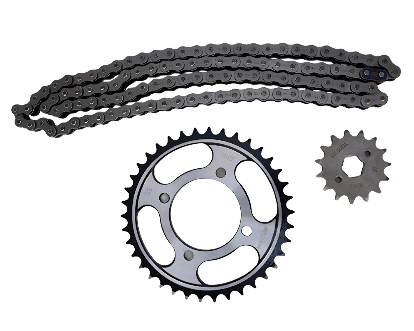 Set de Engranes con Cadena Metálica para Motocicleta Masuda 3 Piezas