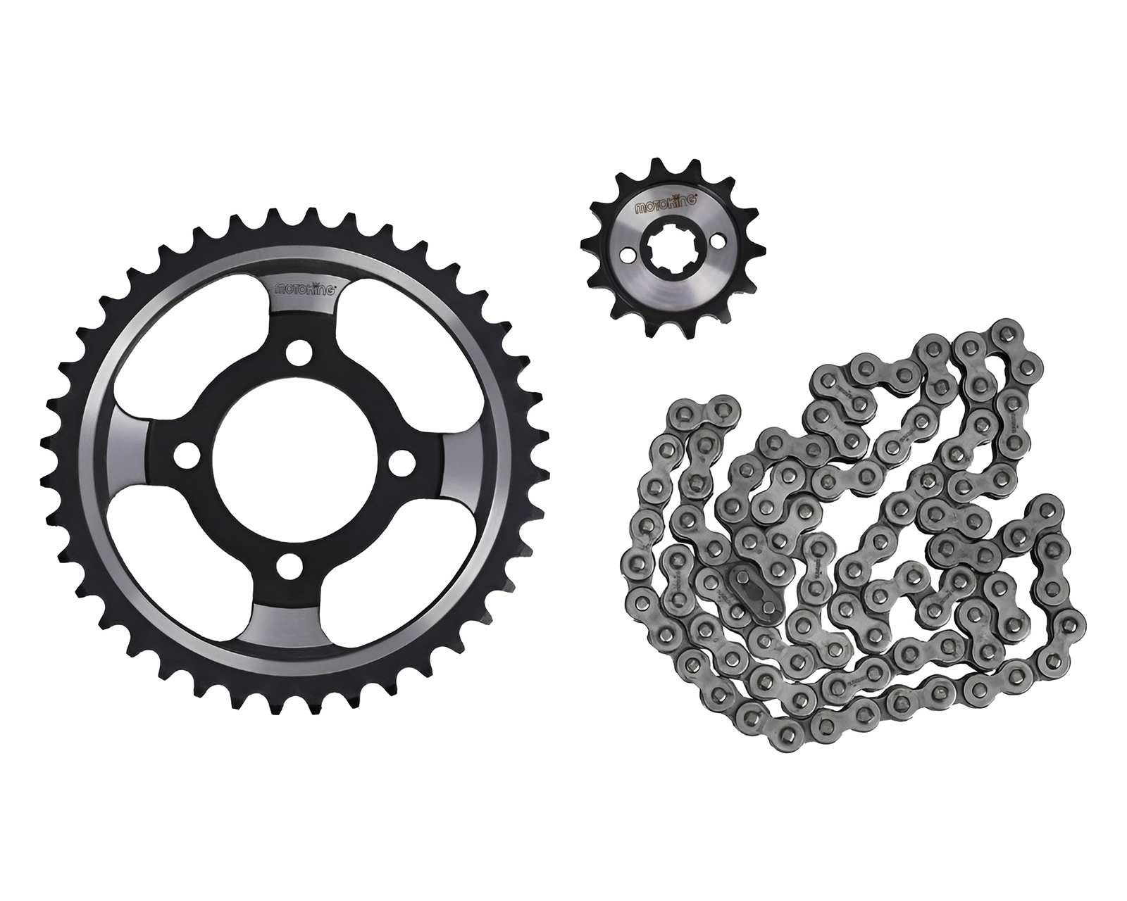 Foto 2 pulgar | Foto 1 | Set de Engranes con Cadena Metálica para Motocicleta Masuda 3 Piezas