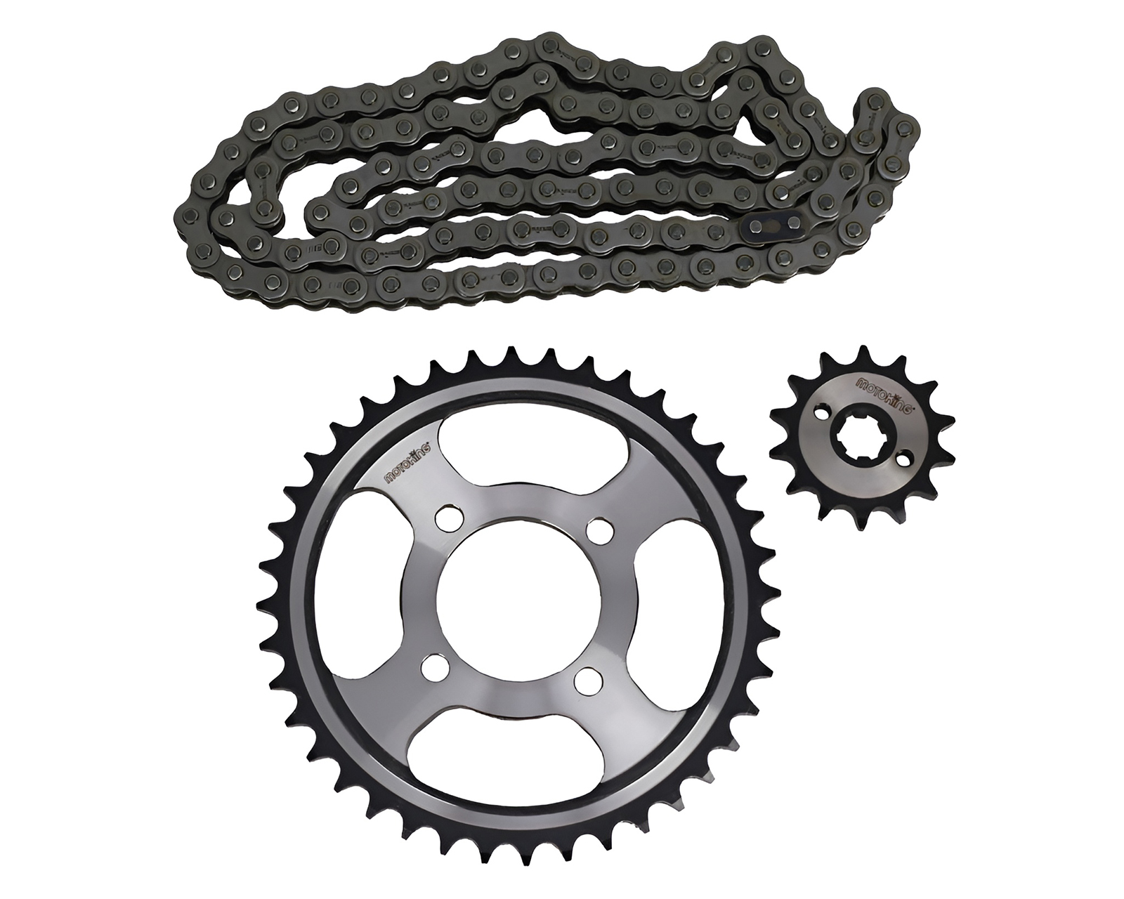 Set de Engranes con Cadena Metálica para Motocicleta Masuda 3 Piezas