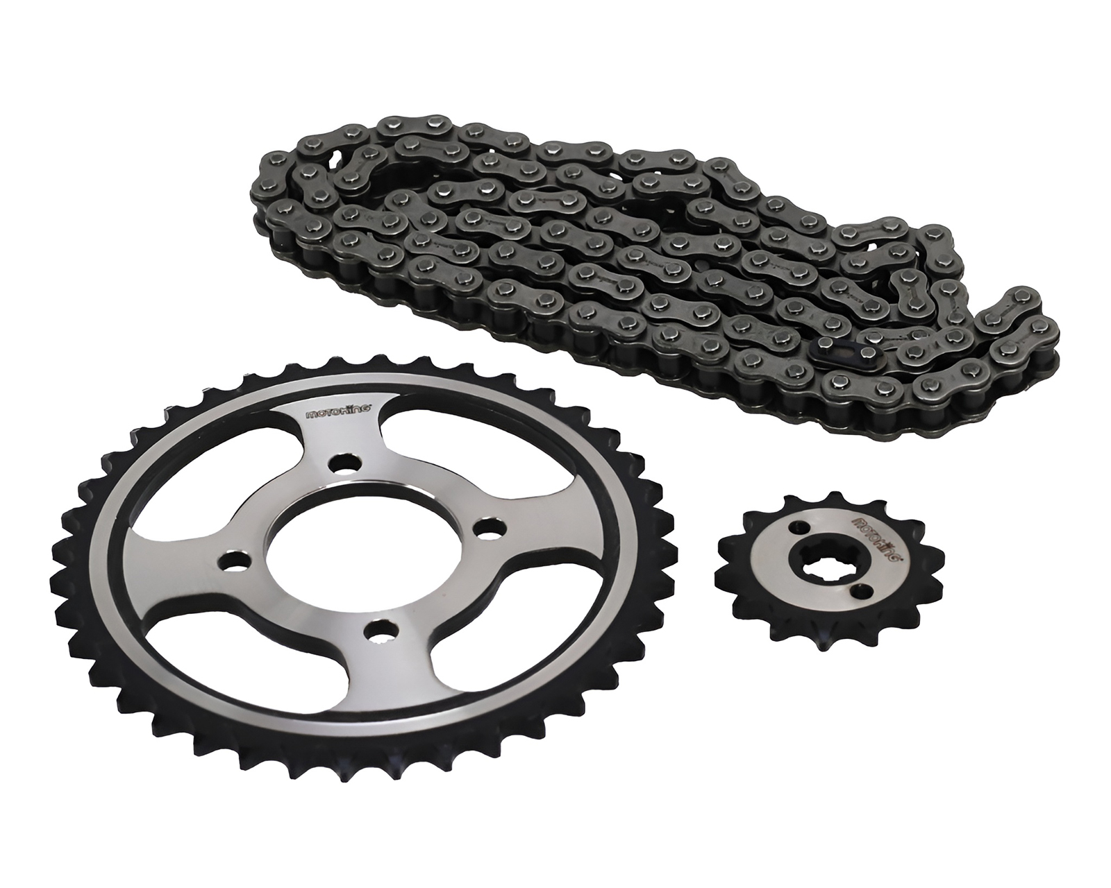 Foto 3 pulgar | Foto 2 | Set de Engranes con Cadena Metálica para Motocicleta Masuda 3 Piezas