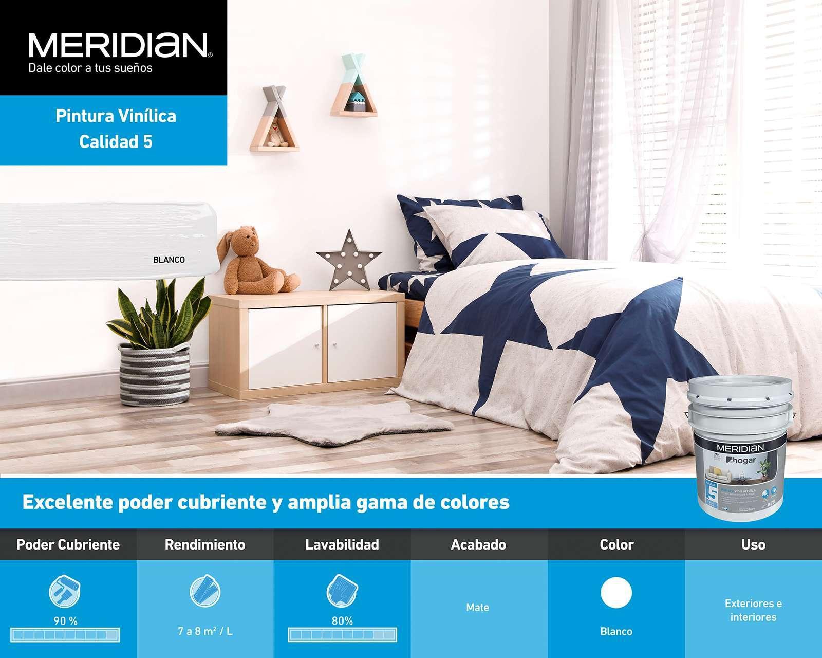Foto 5 | Foto 5 | Pintura Vinil Acrílica Meridian Blanca 18.75 Litros
