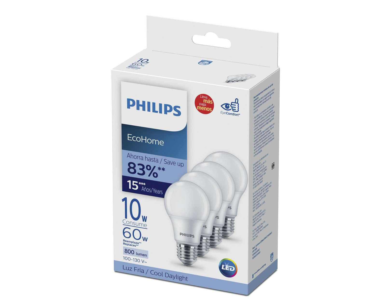 Foto 3 pulgar | Foto 2 | Focos LED Philips 10 W Luz Fría 4 Piezas