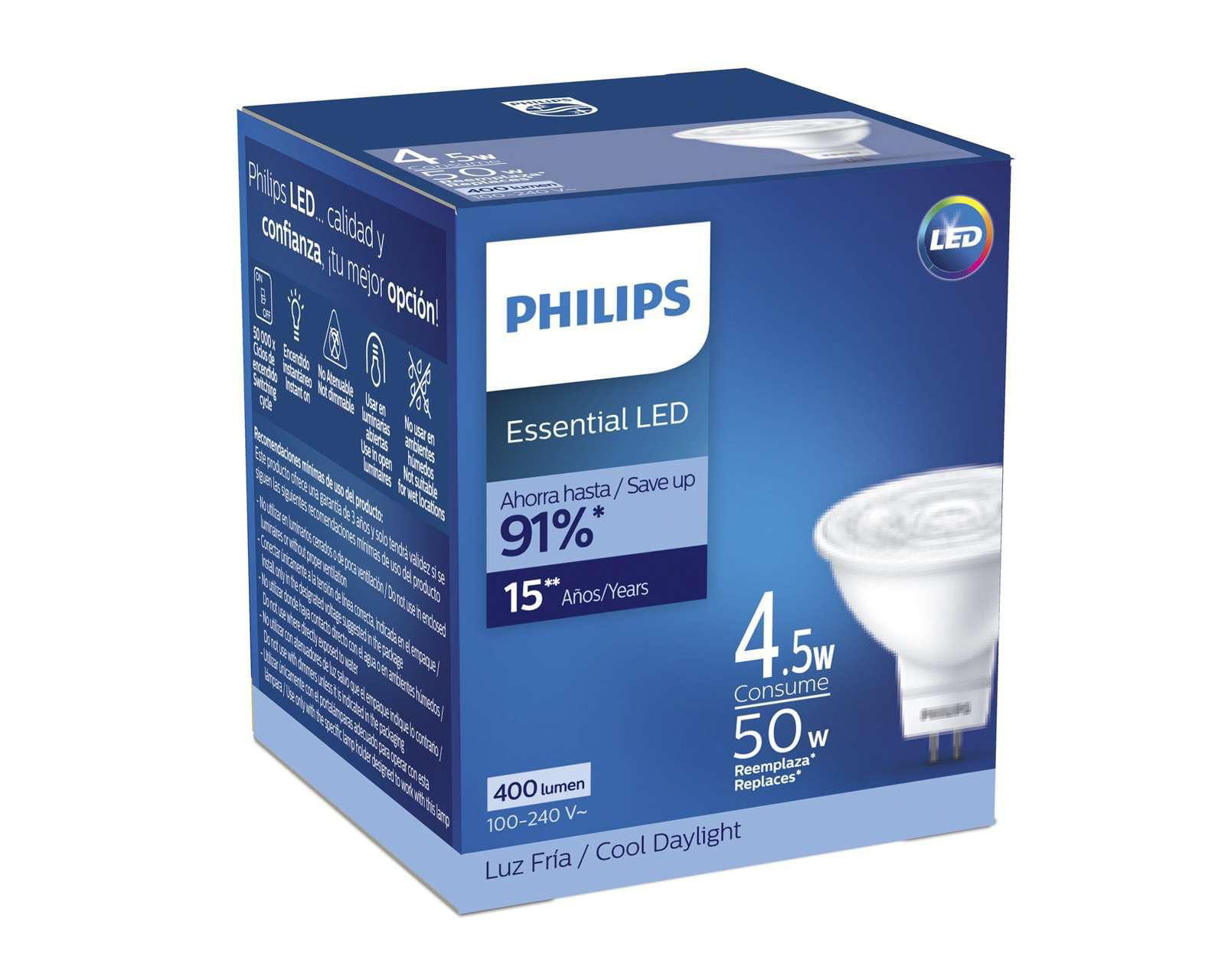 Foto 4 pulgar | Foto 3 | Foco Spot LED Philips 4.5 W Luz Fría