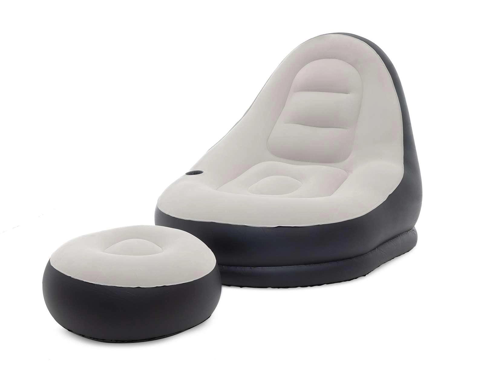 Foto 2 pulgar | Foto 1 | Sillón y Taburete Inflable Avenli Gris