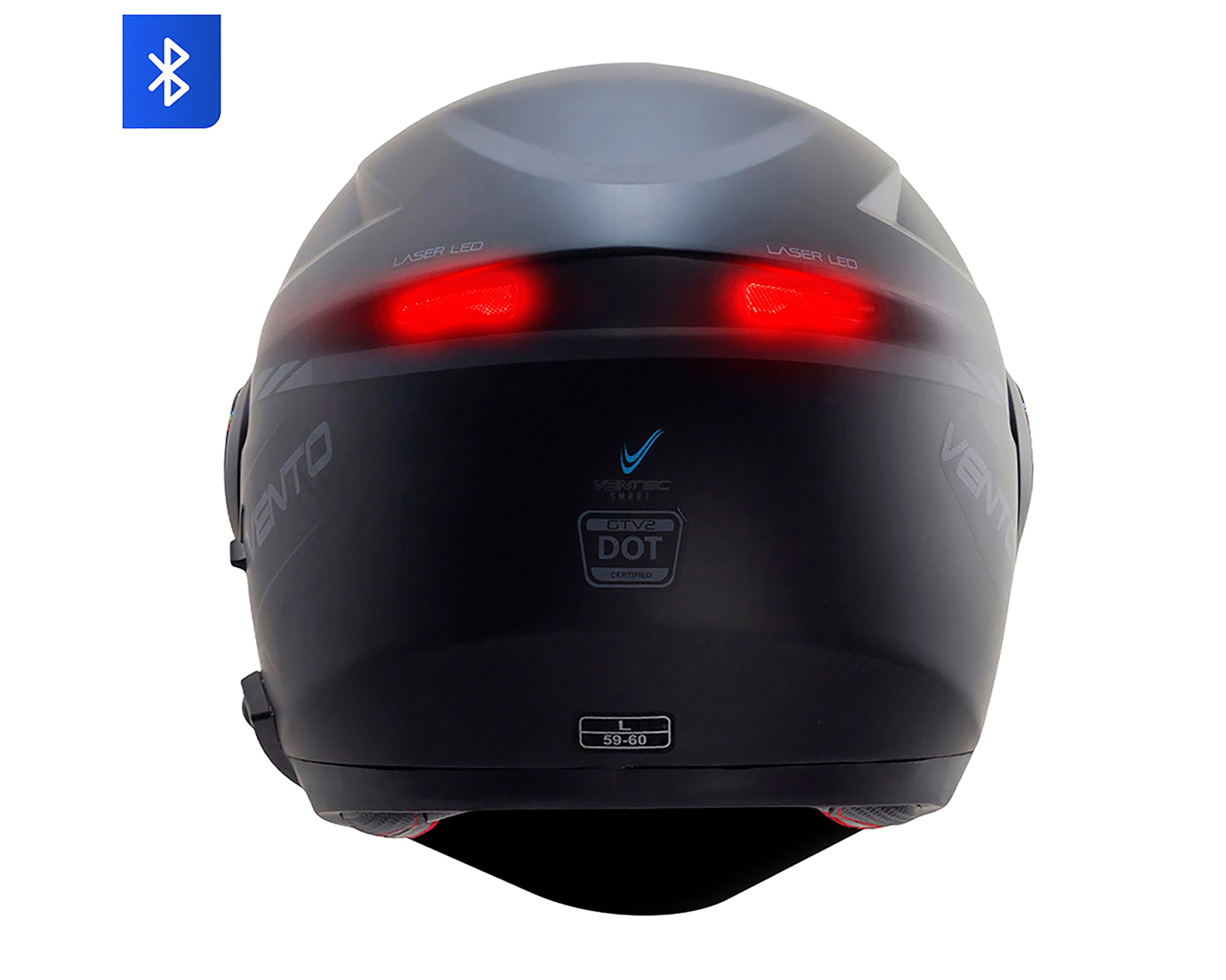 Foto 4 pulgar | Foto 3 | Casco para Motociclista Vento Extragrande Negro con Bluetooth
