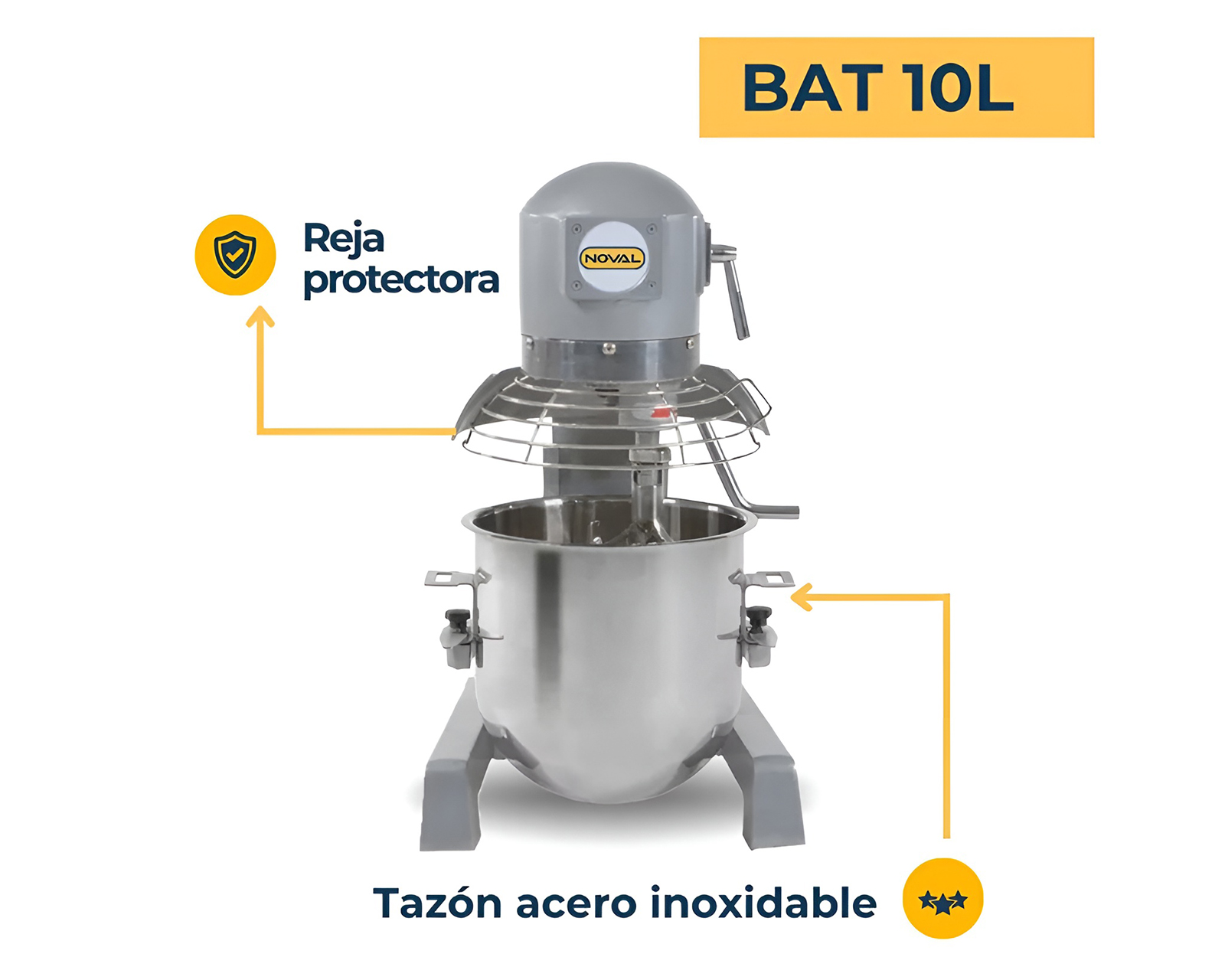 Foto 7 | Foto 7 | Batidora Industrial Planetaria Noval 10 Litros 15 Velocidades con Accesorios