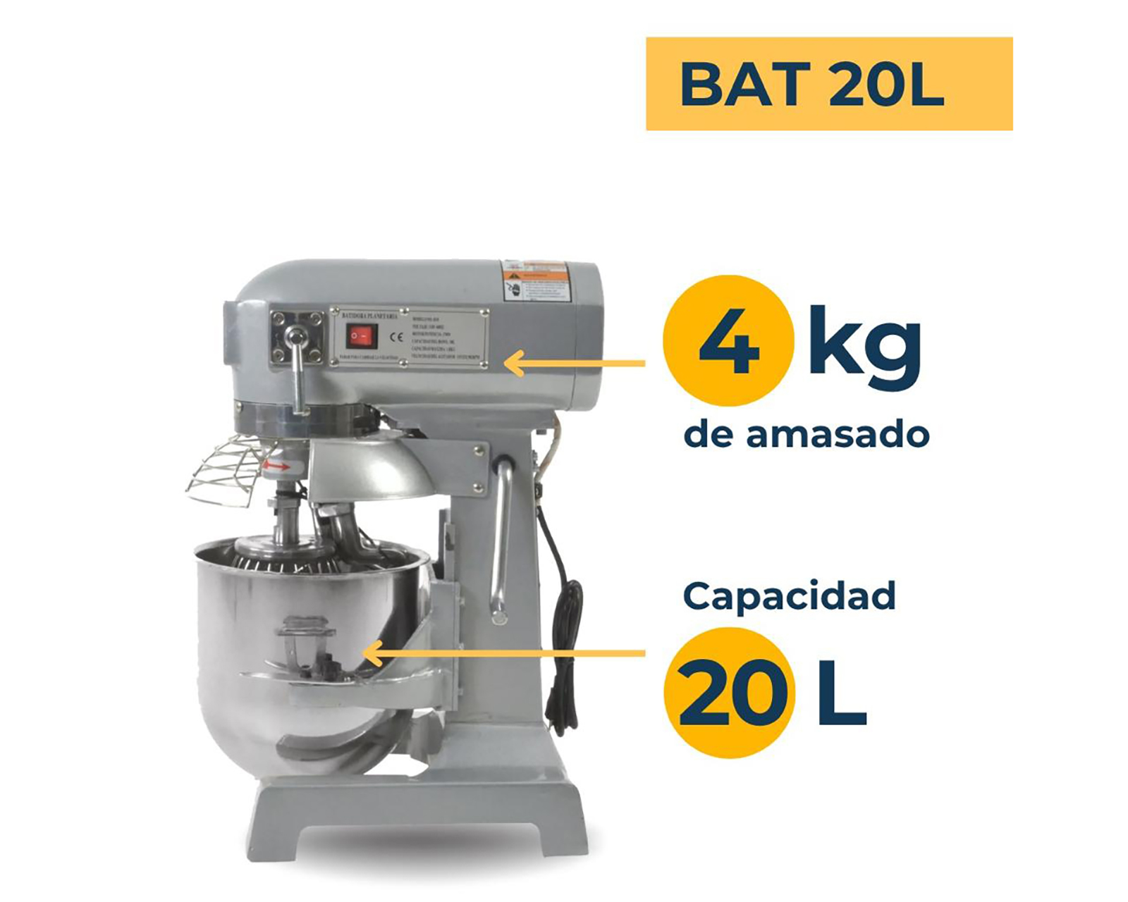 Foto 6 | Foto 6 | Batidora Industrial Planetaria Noval 20 Litros 15 Velocidades con Accesorios