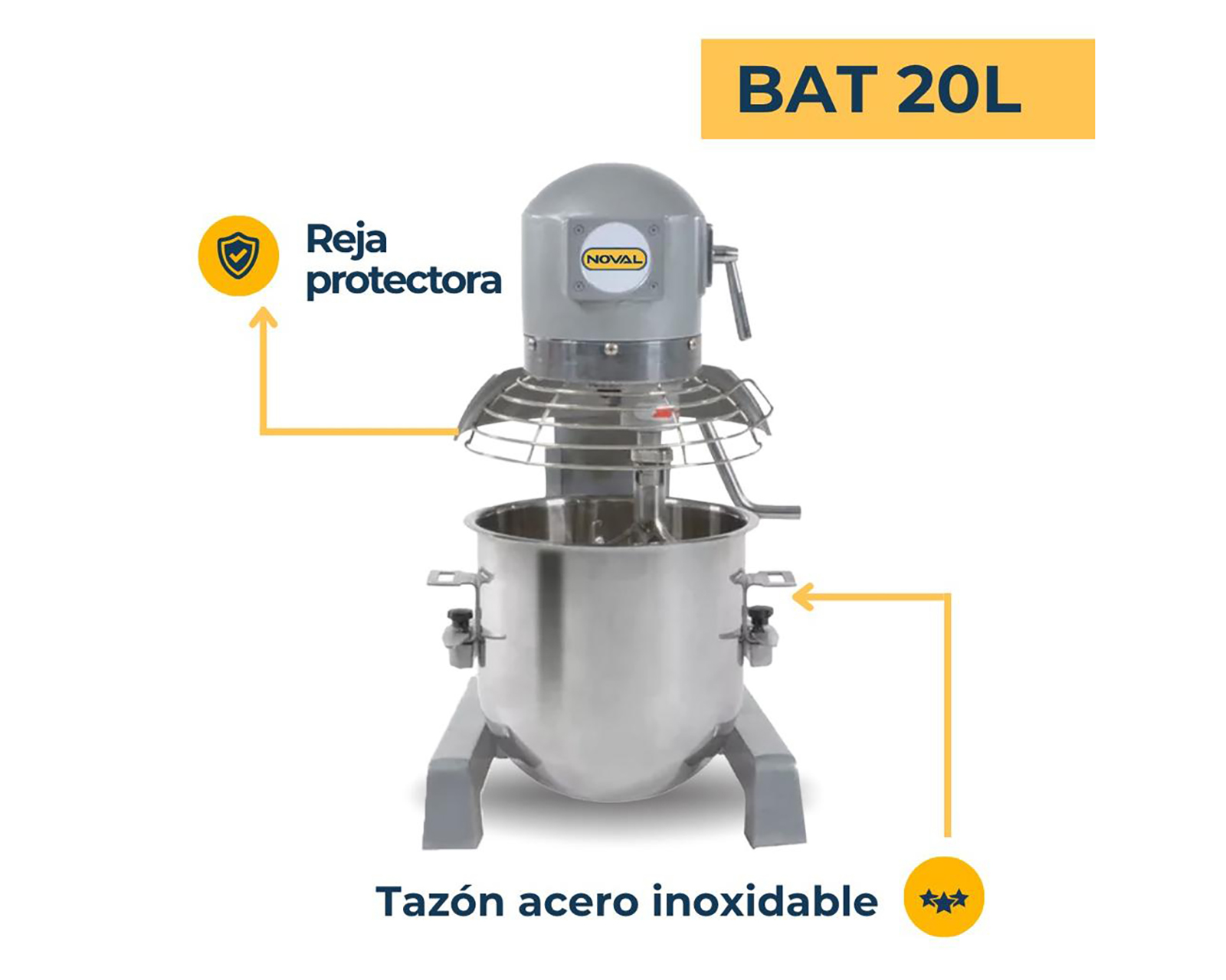 Foto 7 | Foto 7 | Batidora Industrial Planetaria Noval 20 Litros 15 Velocidades con Accesorios