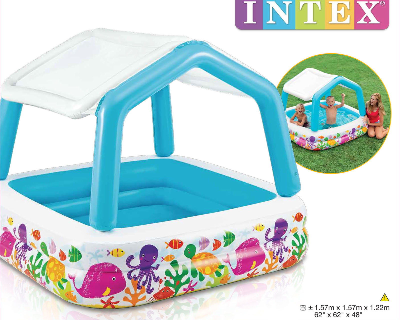 Foto 3 pulgar | Foto 2 | Alberca Infantil Cuadrada Intex 295 L 157 x 157 x 22 cm