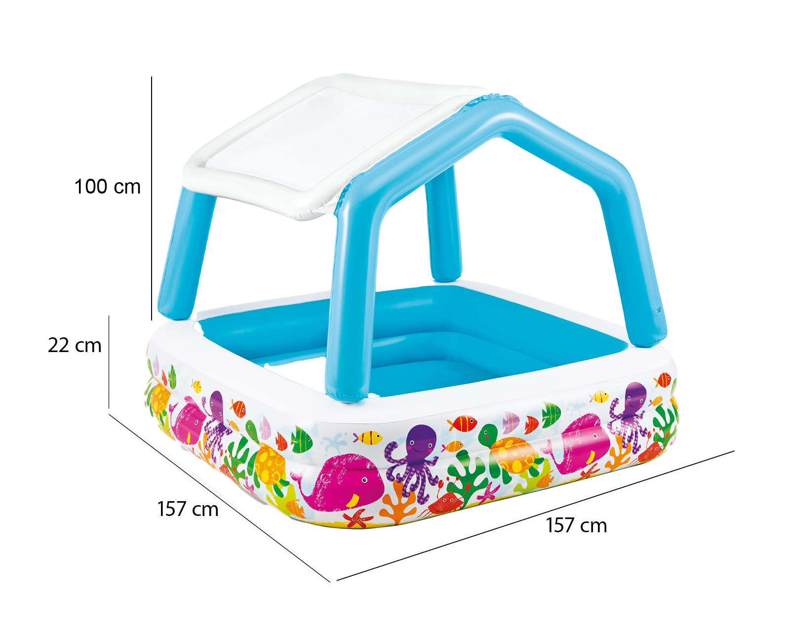 Foto 6 pulgar | Foto 5 | Alberca Infantil Cuadrada Intex 295 L 157 x 157 x 22 cm