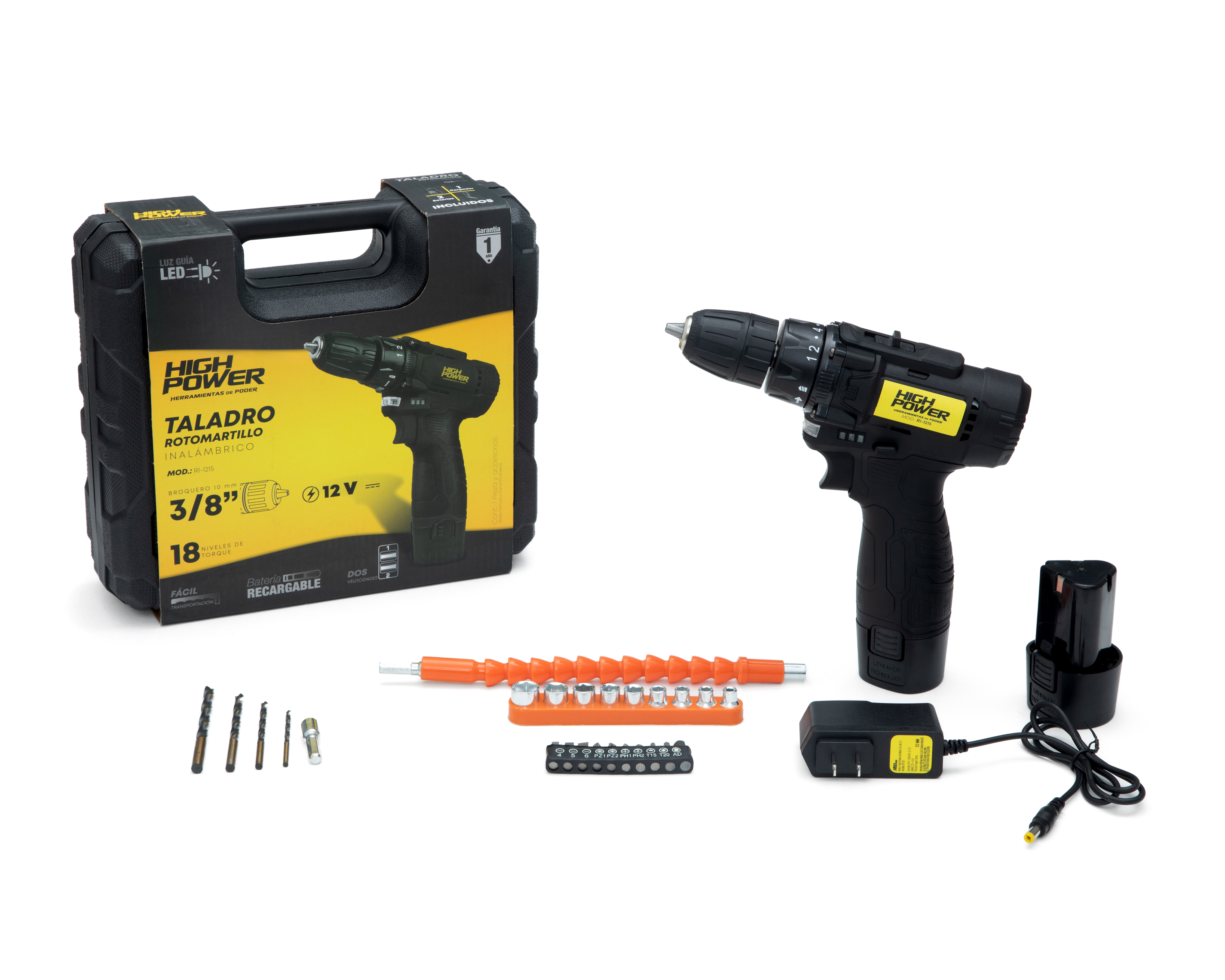 Taladro Rotomartillo Inalámbrico High Power RI 12-15 con Accesorios