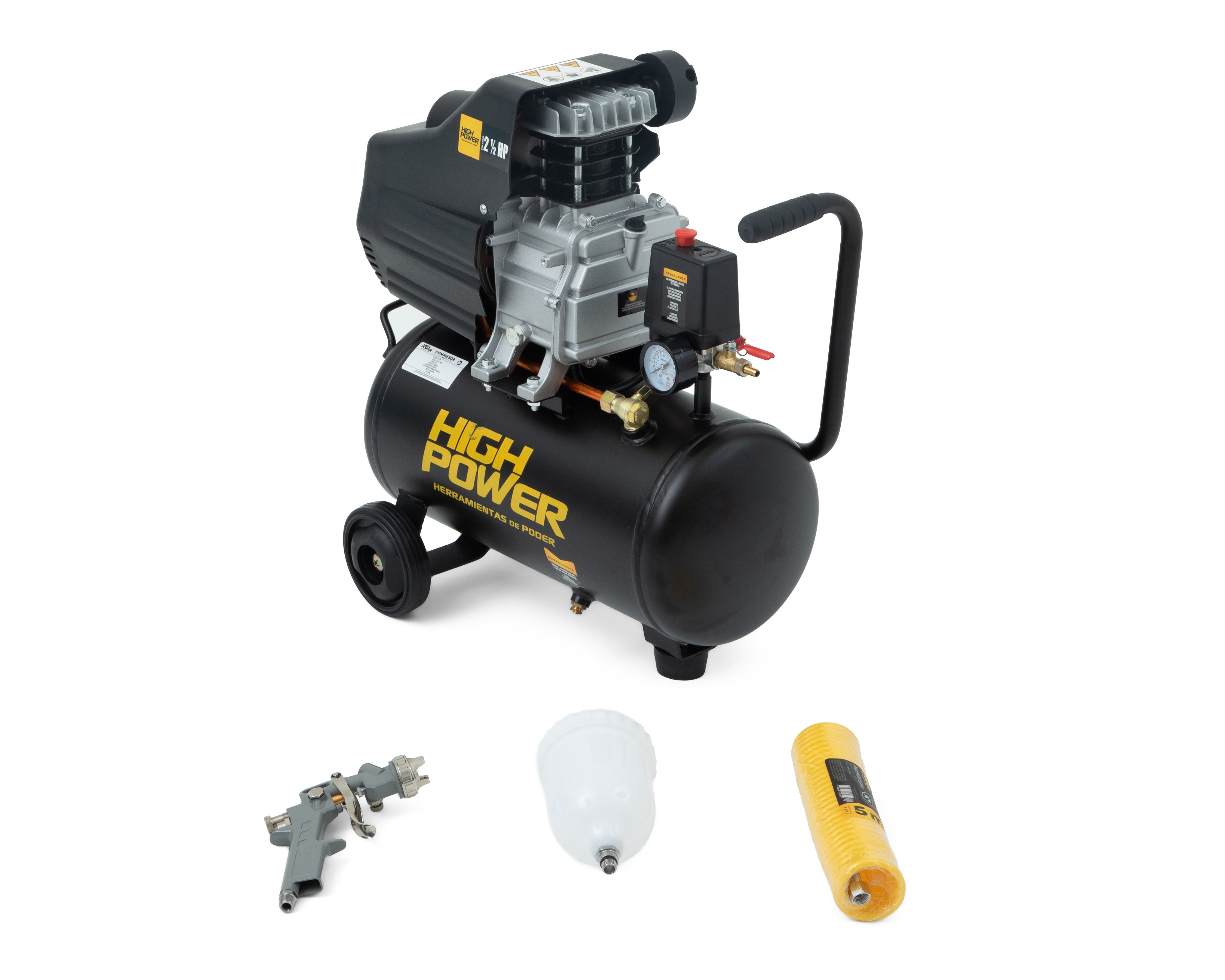 Compresor de Aire High Power con Llantas 116 psi 25 Litros 127 V