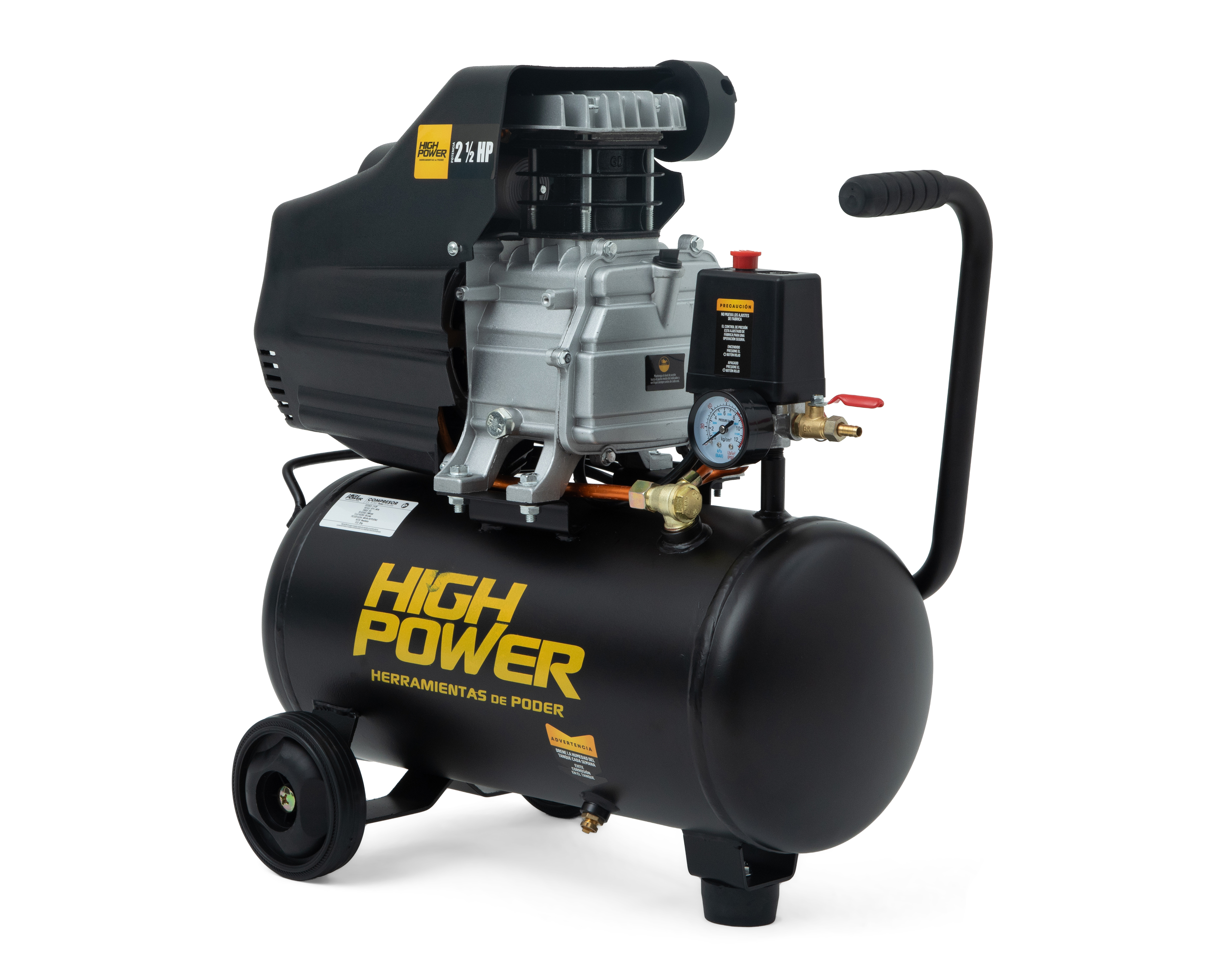 Foto 3 pulgar | Foto 2 | Compresor de Aire High Power con Llantas 116 psi 25 Litros 127 V