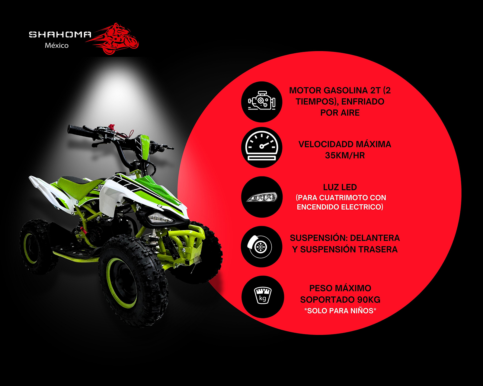 Foto 6 pulgar | Foto 5 | Cuatrimoto para Niños Shahoma NTS01 SE Verde
