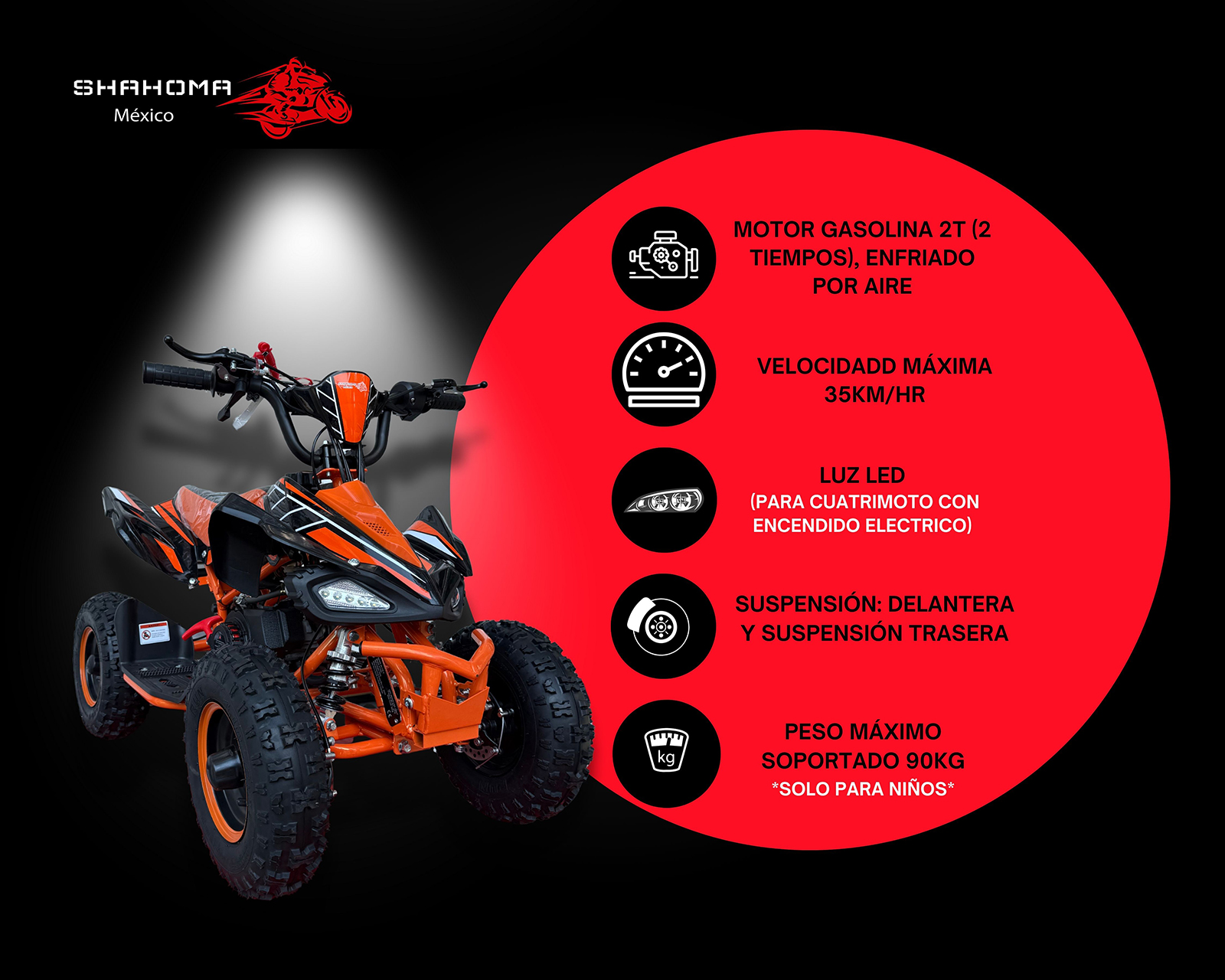 Foto 5 | Foto 5 | Cuatrimoto para Niños Shahoma ATV03 Anaranjada