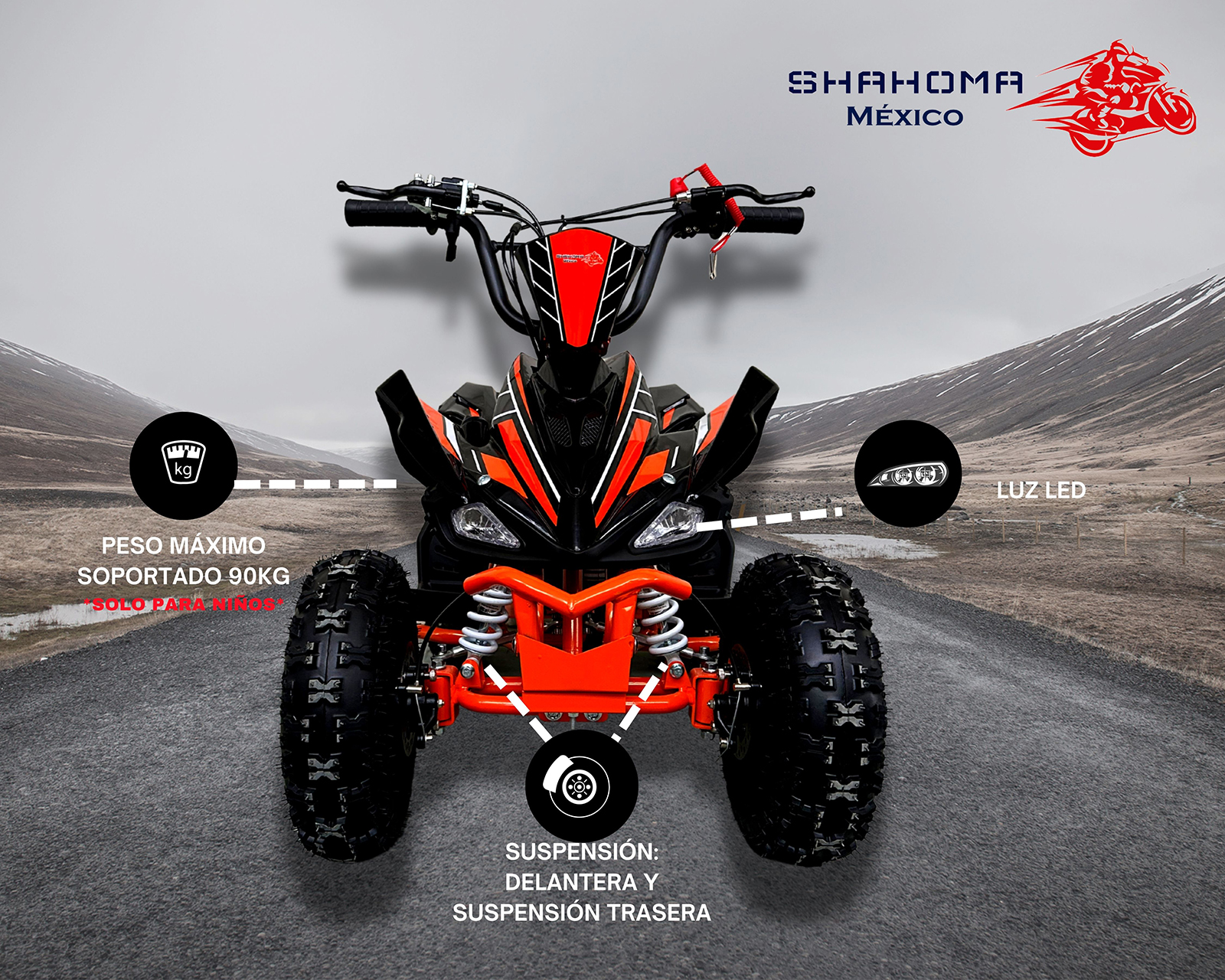 Foto 7 | Foto 7 | Cuatrimoto para Niños Shahoma ATV03 Anaranjada
