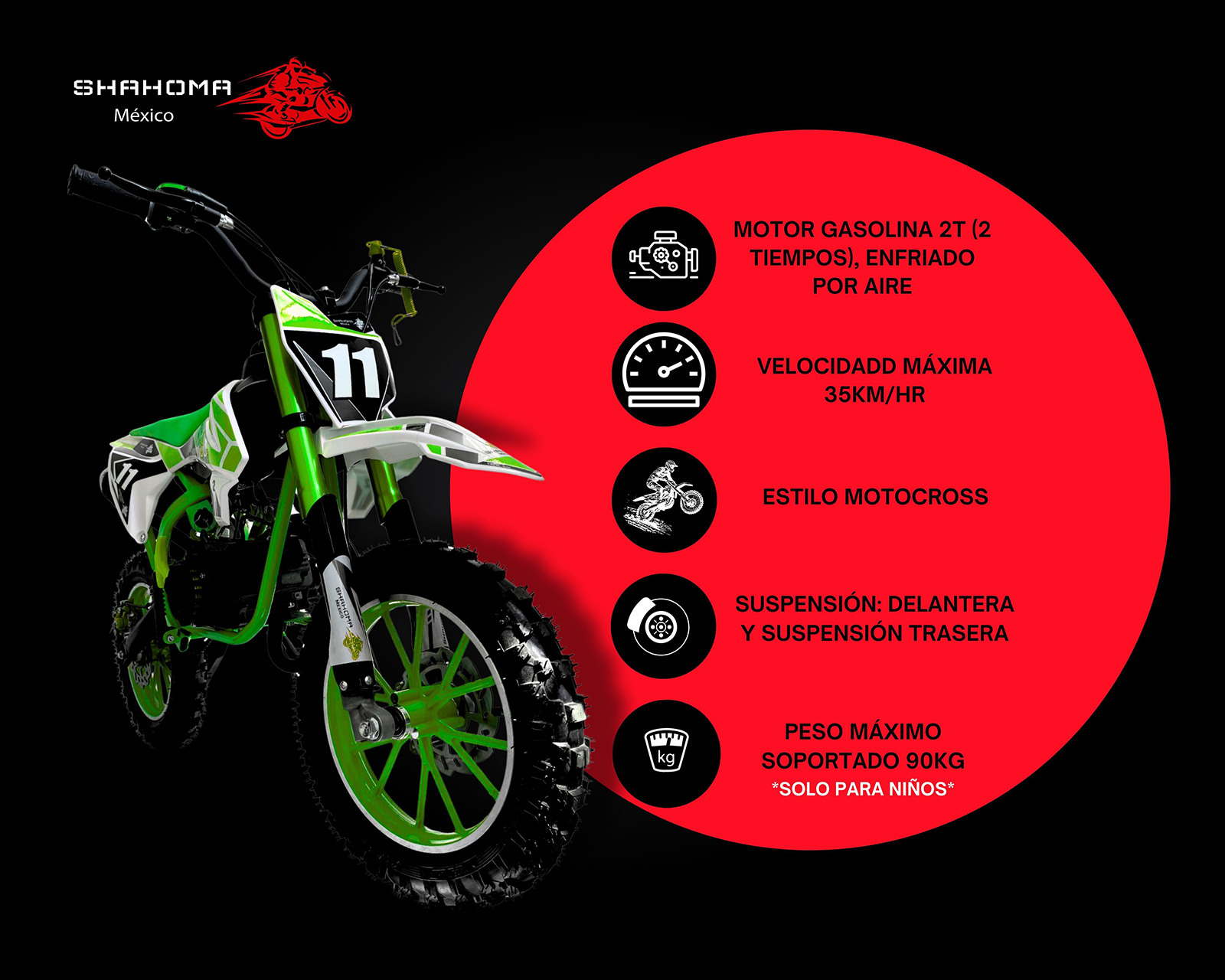 Foto 5 | Foto 4 | Moto para Niños Shahoma NTS01 SE Verde