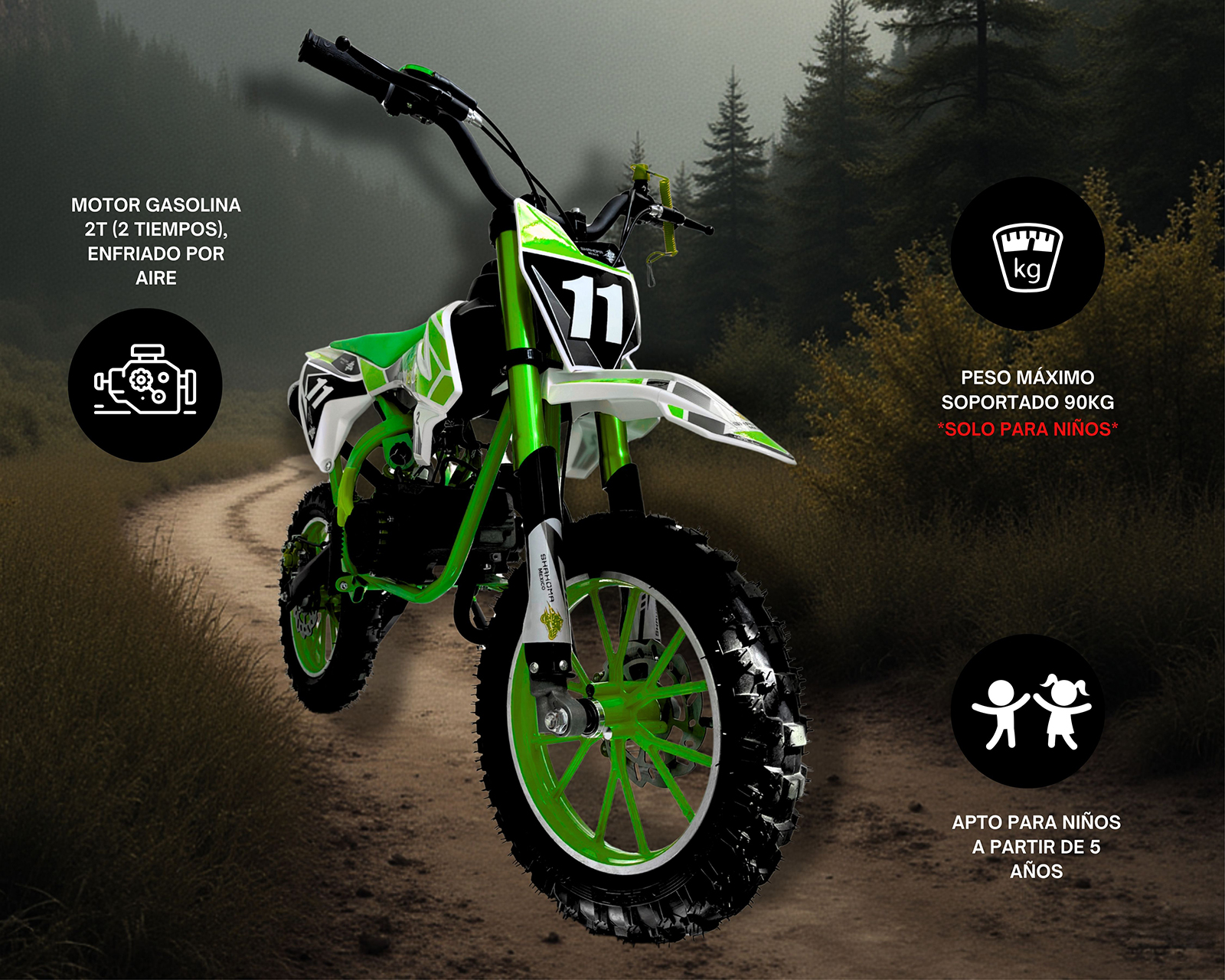 Foto 6 | Foto 5 | Moto para Niños Shahoma NTS01 SE Verde