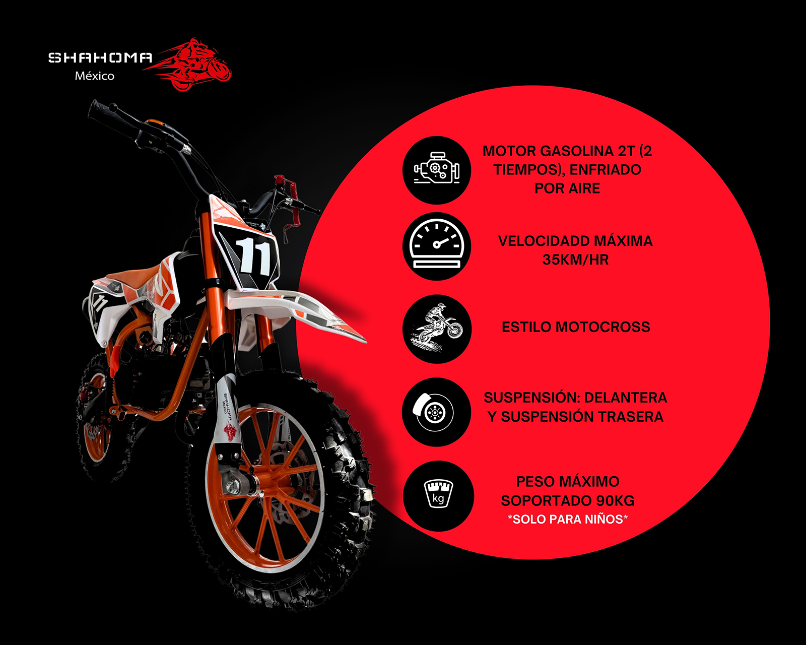 Foto 5 pulgar | Foto 4 | Moto para Niños Shashoma NTS01 SE Anaranjada