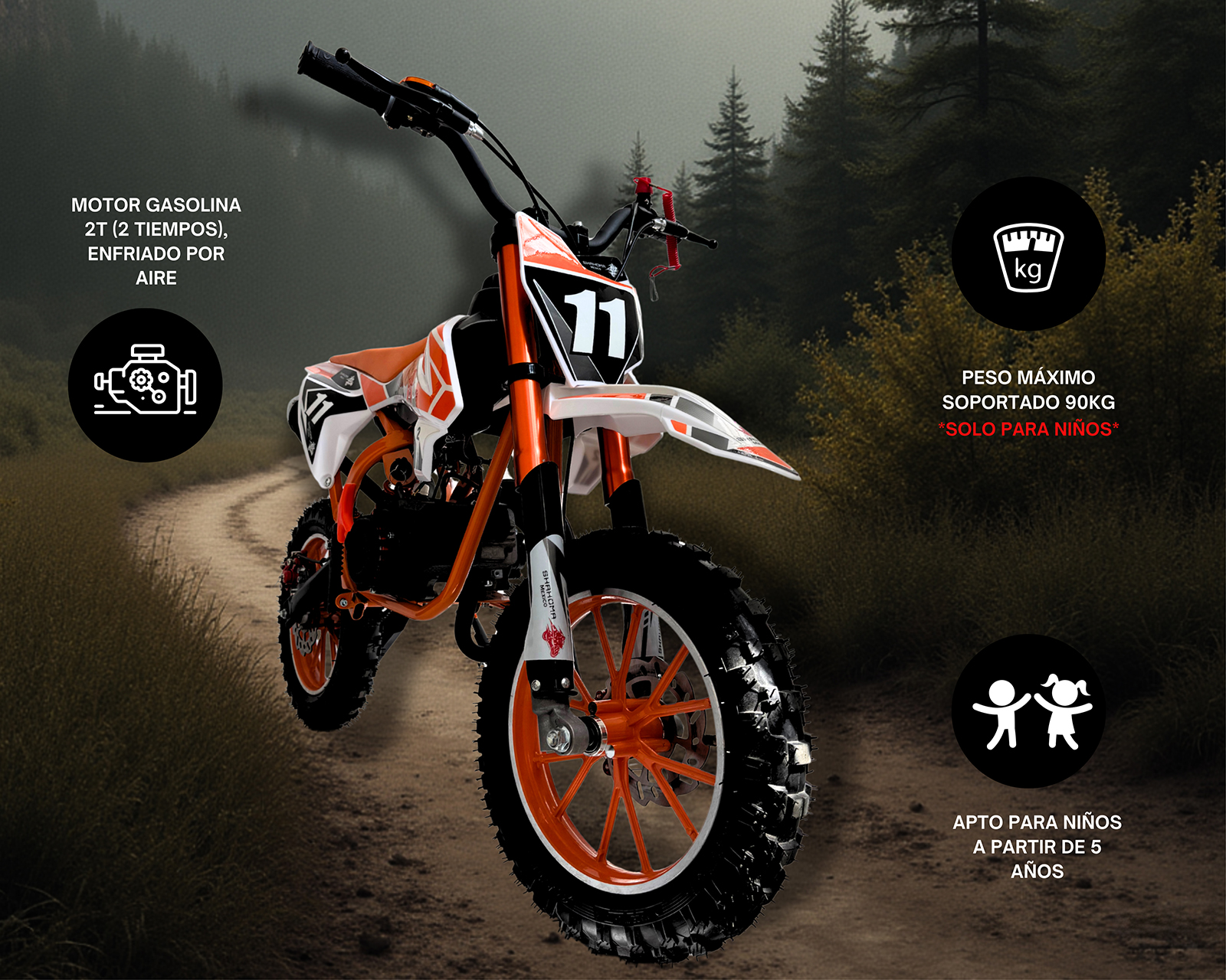 Foto 5 | Foto 5 | Moto para Niños Shashoma NTS01 SE Anaranjada