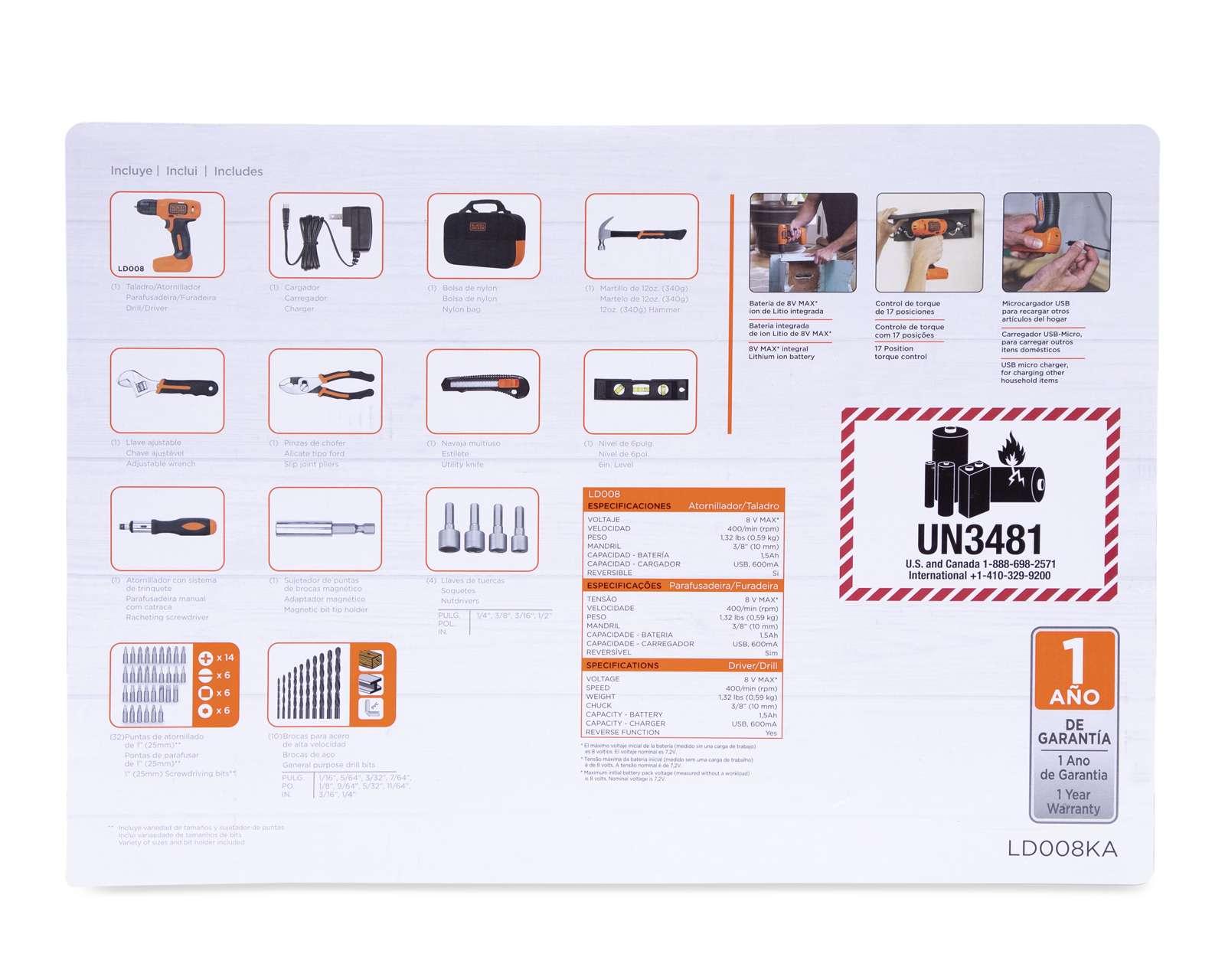 Foto 7 | Foto 7 | Taladro Atornillador Black+Decker LD008KA