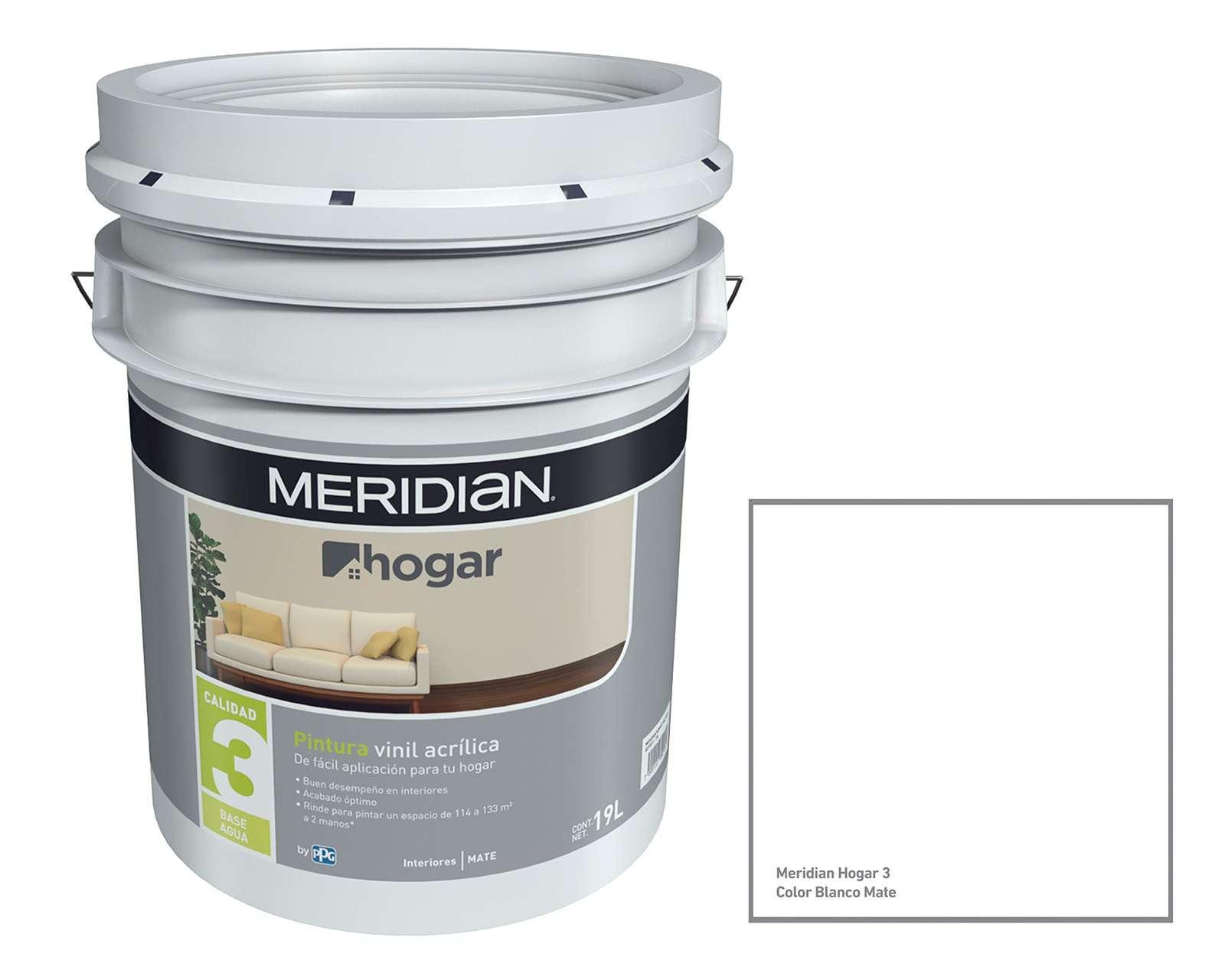 Foto 4 pulgar | Foto 3 | Pintura Vinil Acrílica Meridian Blanca 19 Litros