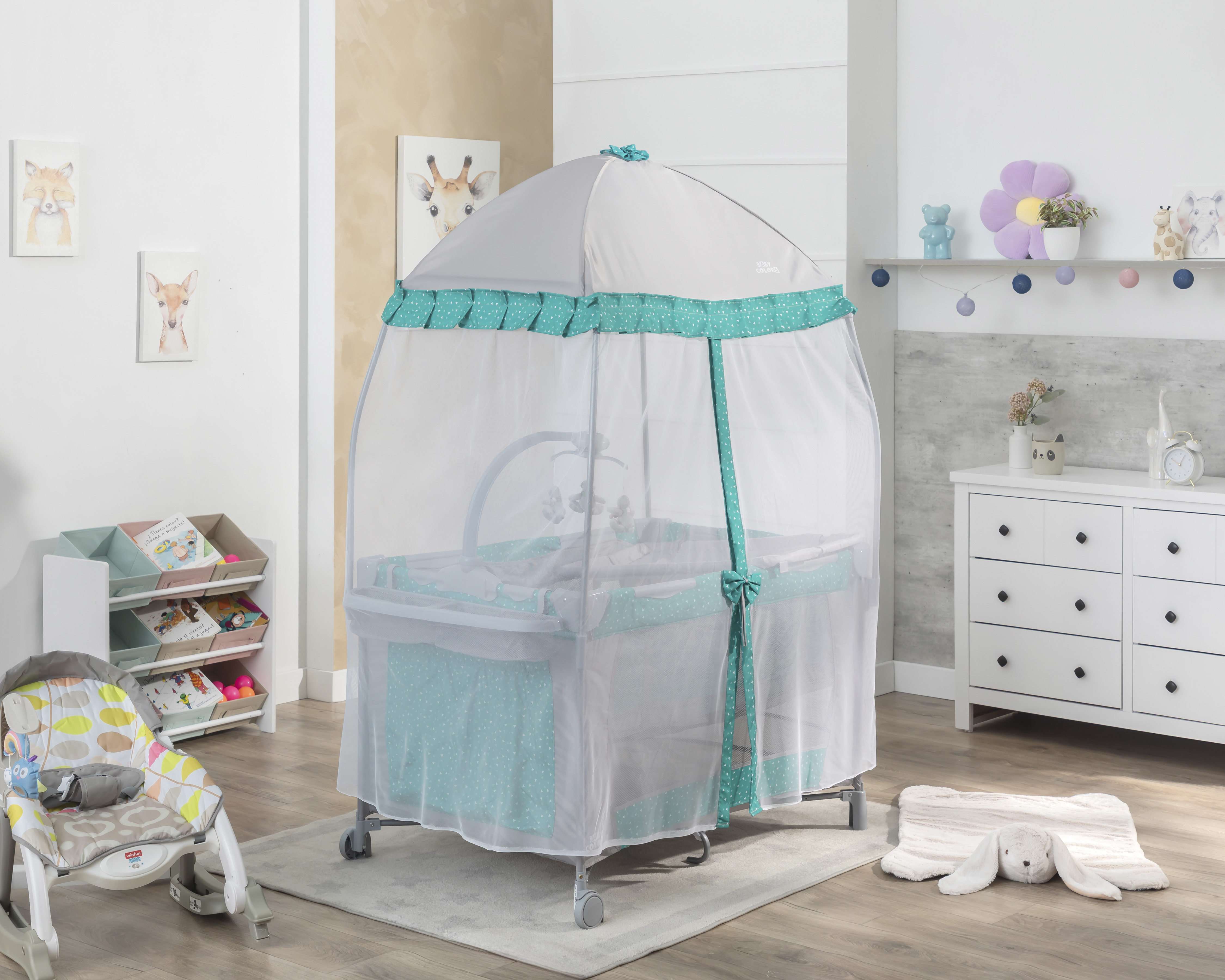 Cuna Viajera Baby Colors Gris/Azul