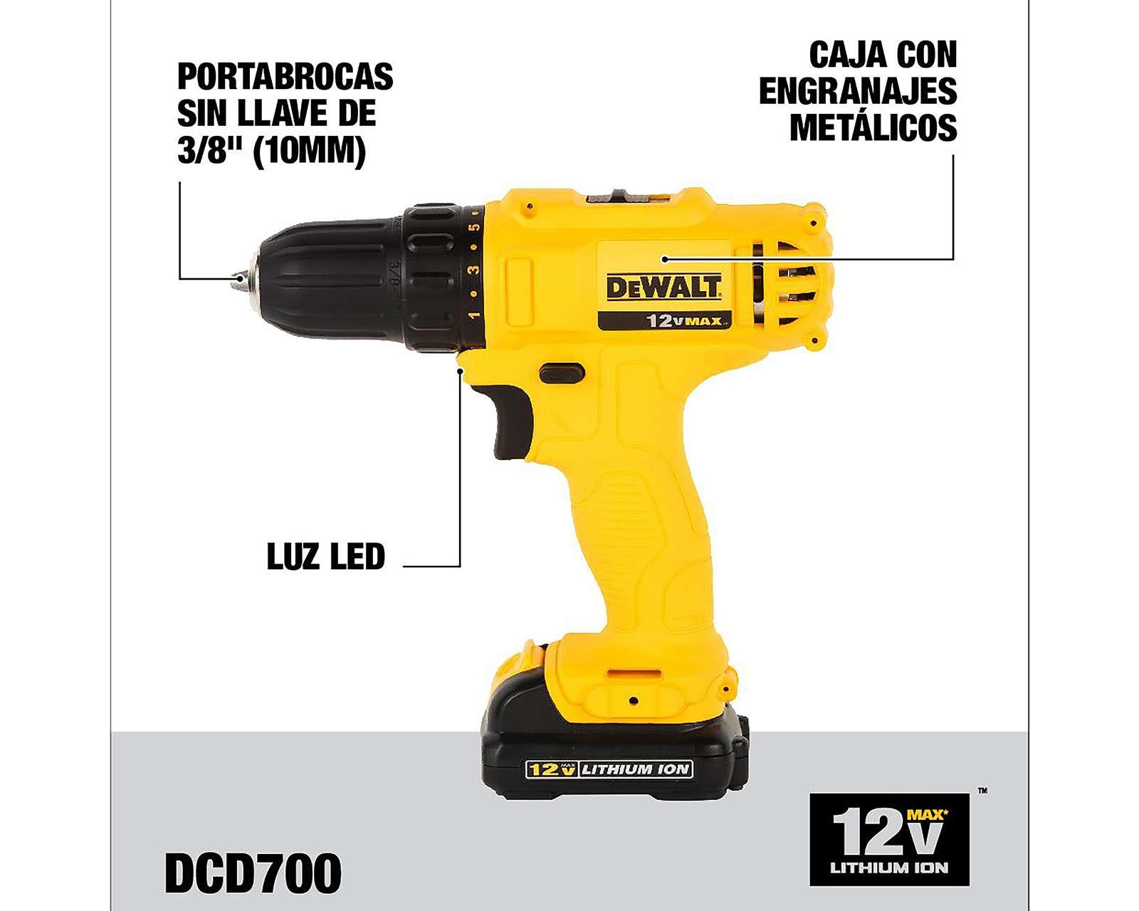 Foto 10 pulgar | Foto 9 | Taladro Inalámbrico Dewalt DCD700C2-B3 300 W 5 Piezas