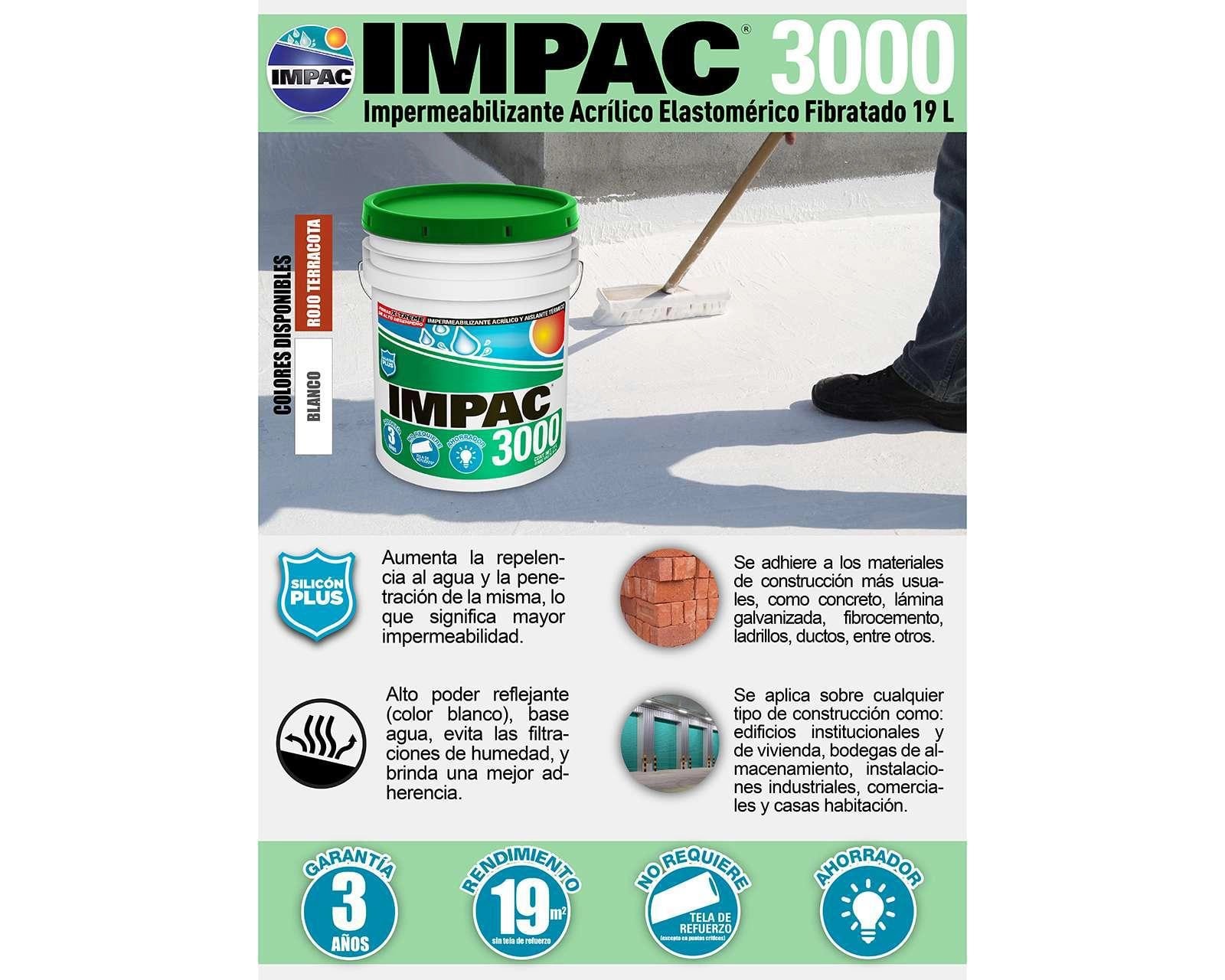 Foto 3 pulgar | Foto 2 | Impermeabilizante Acrílico Impac 3000 Terracota 19 Litros