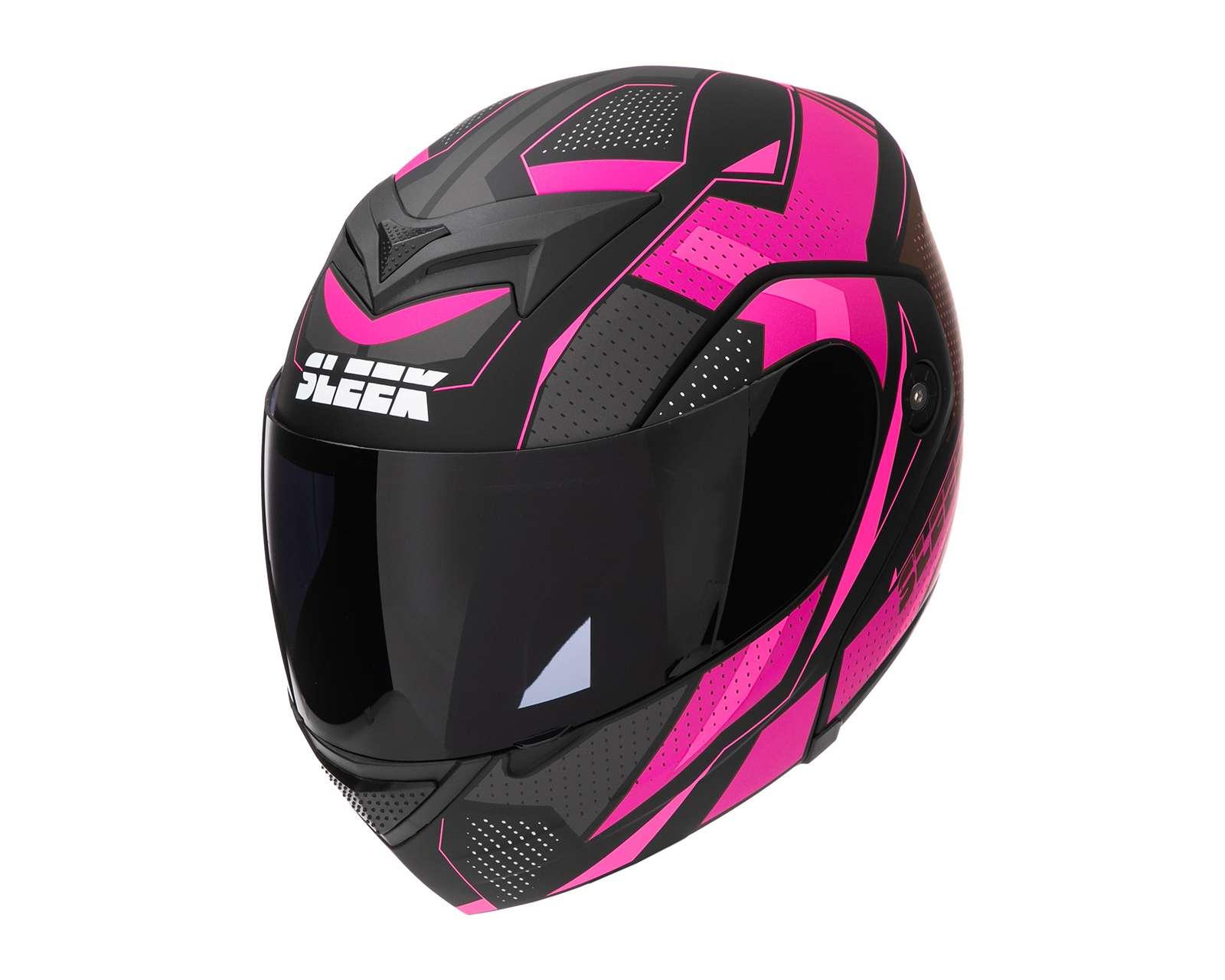 Casco para Motociclista Sleek Chico Abatible Rosa