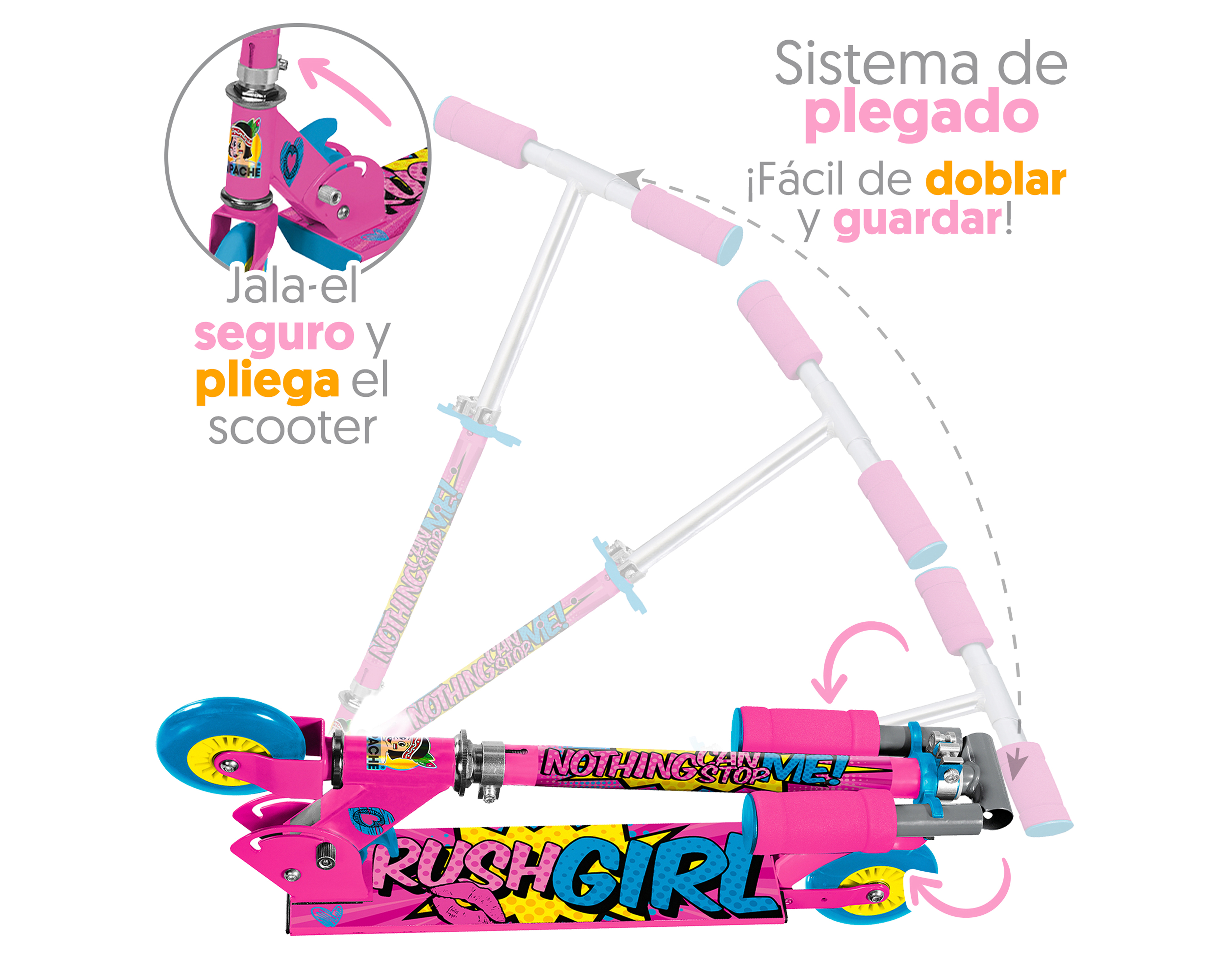 Foto 5 pulgar | Foto 4 | Scooter Flyng Wheel Rush Girl Plegable