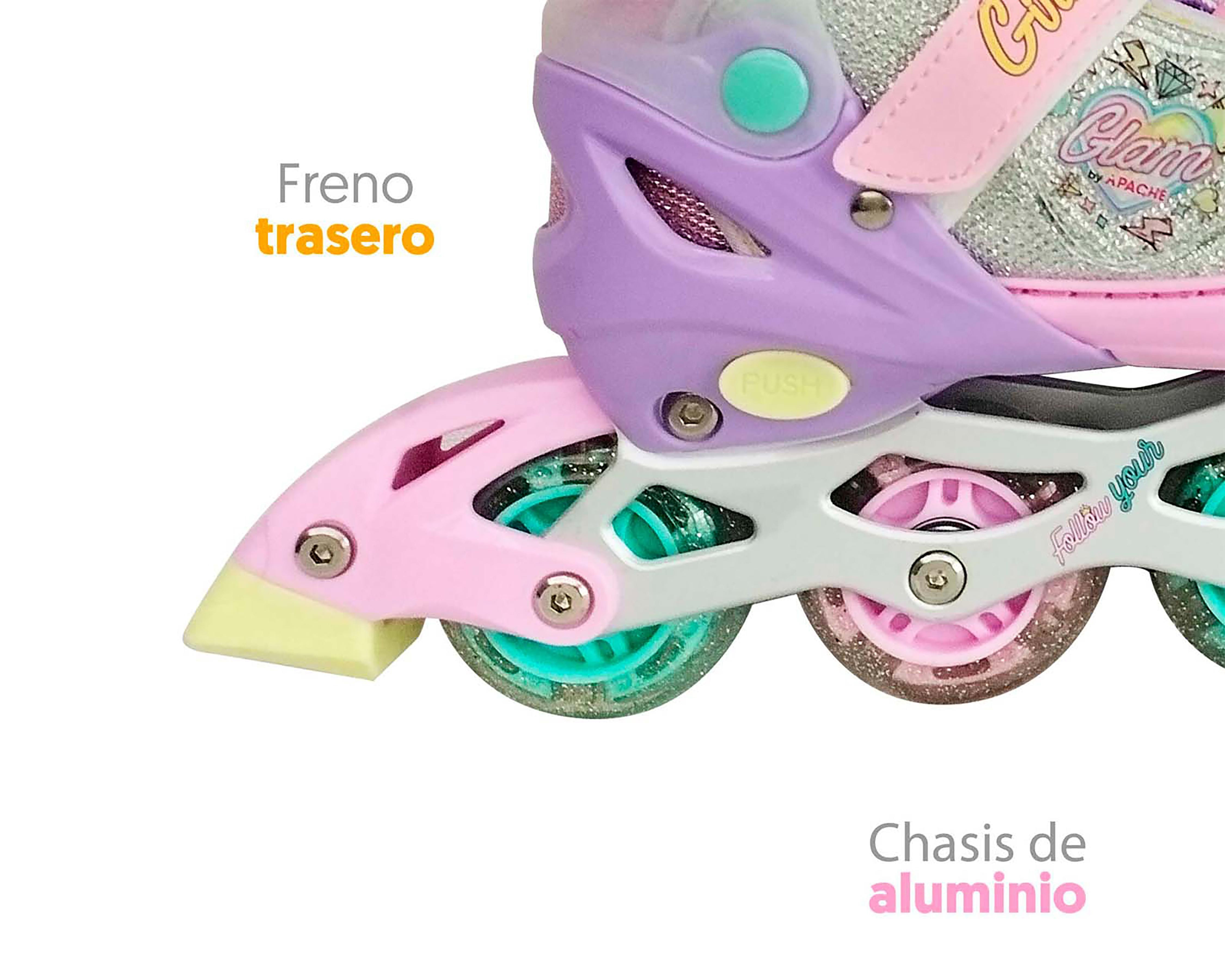 Foto 4 | Foto 4 | Patines Flying Wheels RUSH360 PR-SKFW Verde/Rosa Talla 22-25