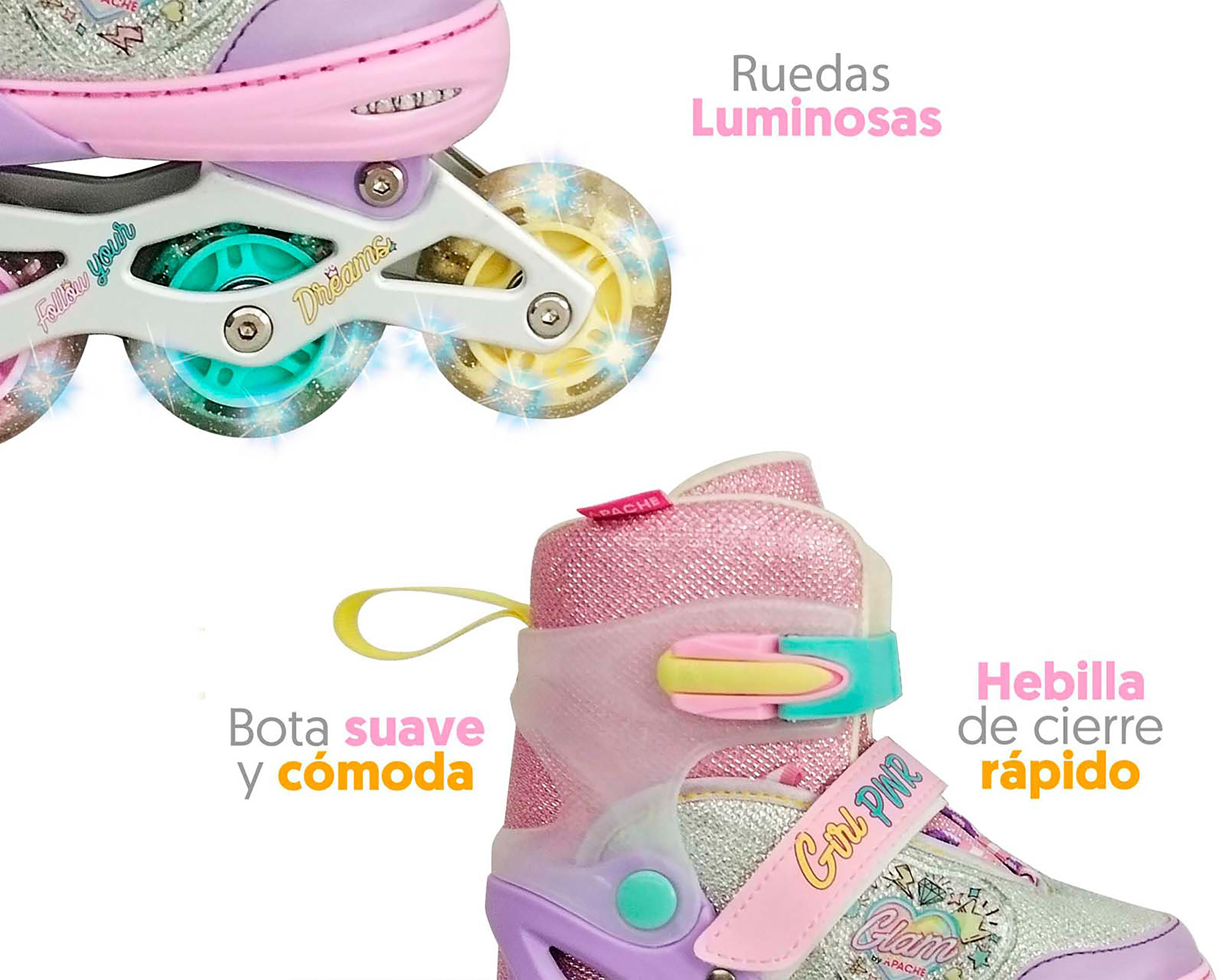 Foto 5 | Foto 5 | Patines Flying Wheels RUSH360 PR-SKFW Verde/Rosa Talla 22-25