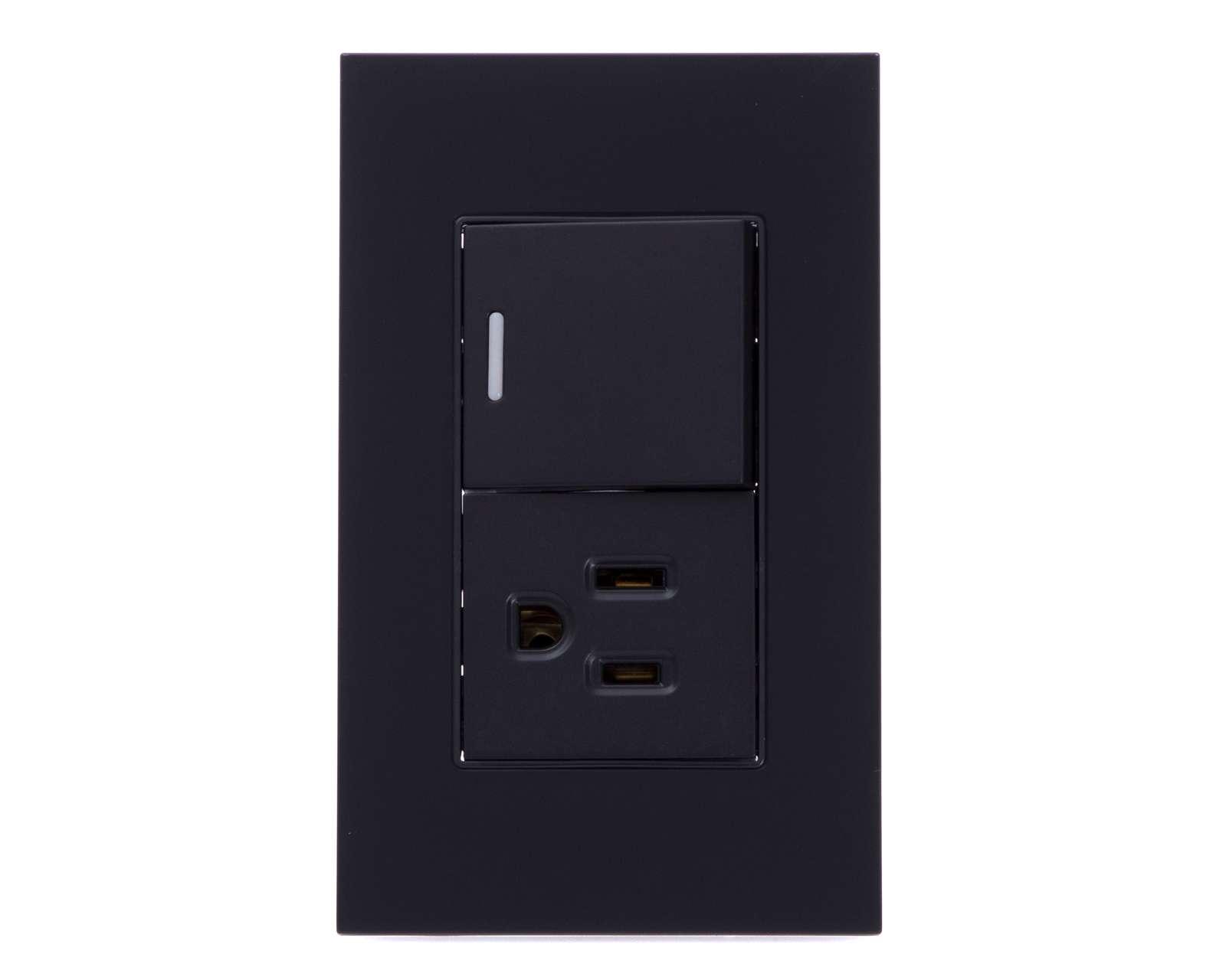 Foto 2 pulgar | Foto 1 | Apagador y Contacto Argos 1 Interruptor y 1 Toma de Corriente Negro