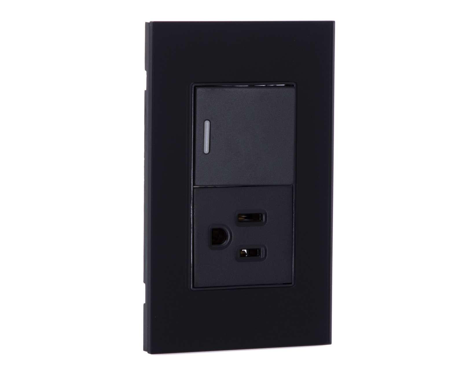 Foto 3 pulgar | Foto 2 | Apagador y Contacto Argos 1 Interruptor y 1 Toma de Corriente Negro