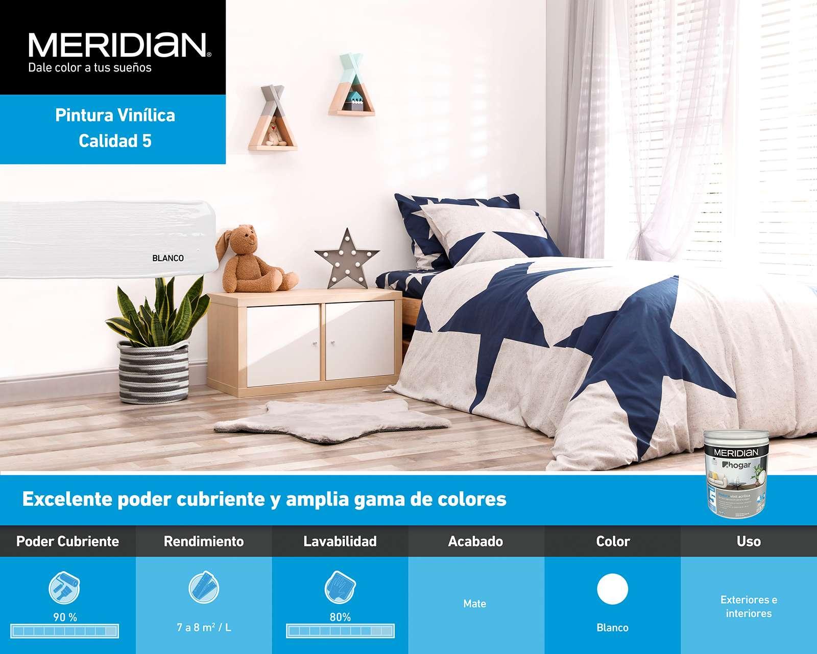 Foto 5 | Foto 5 | Pintura Vinil Acrílica Meridian Blanco 3.7 Litros