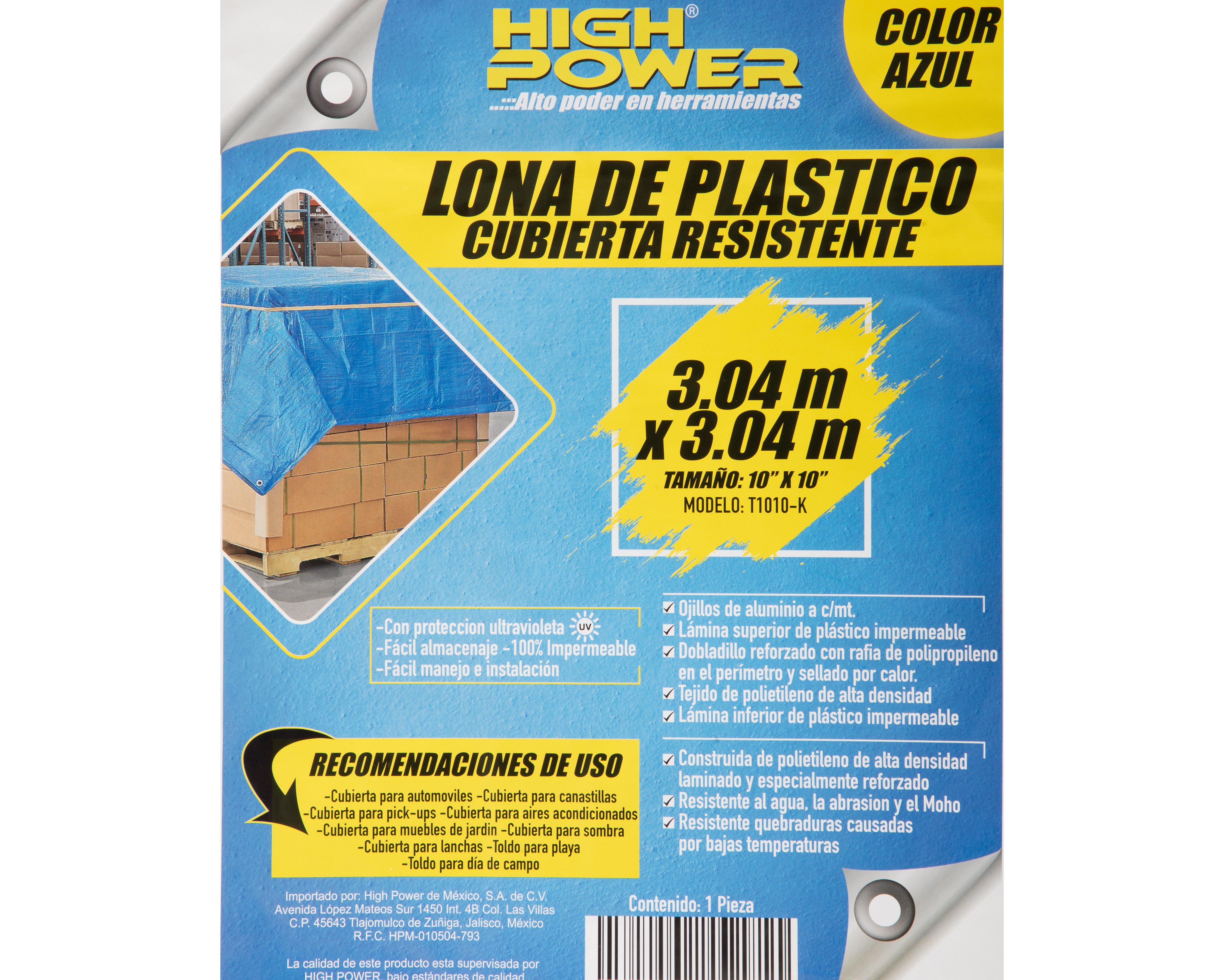 Foto 5 pulgar | Foto 4 | Lona de Plástico High Power HIGT1010-K
