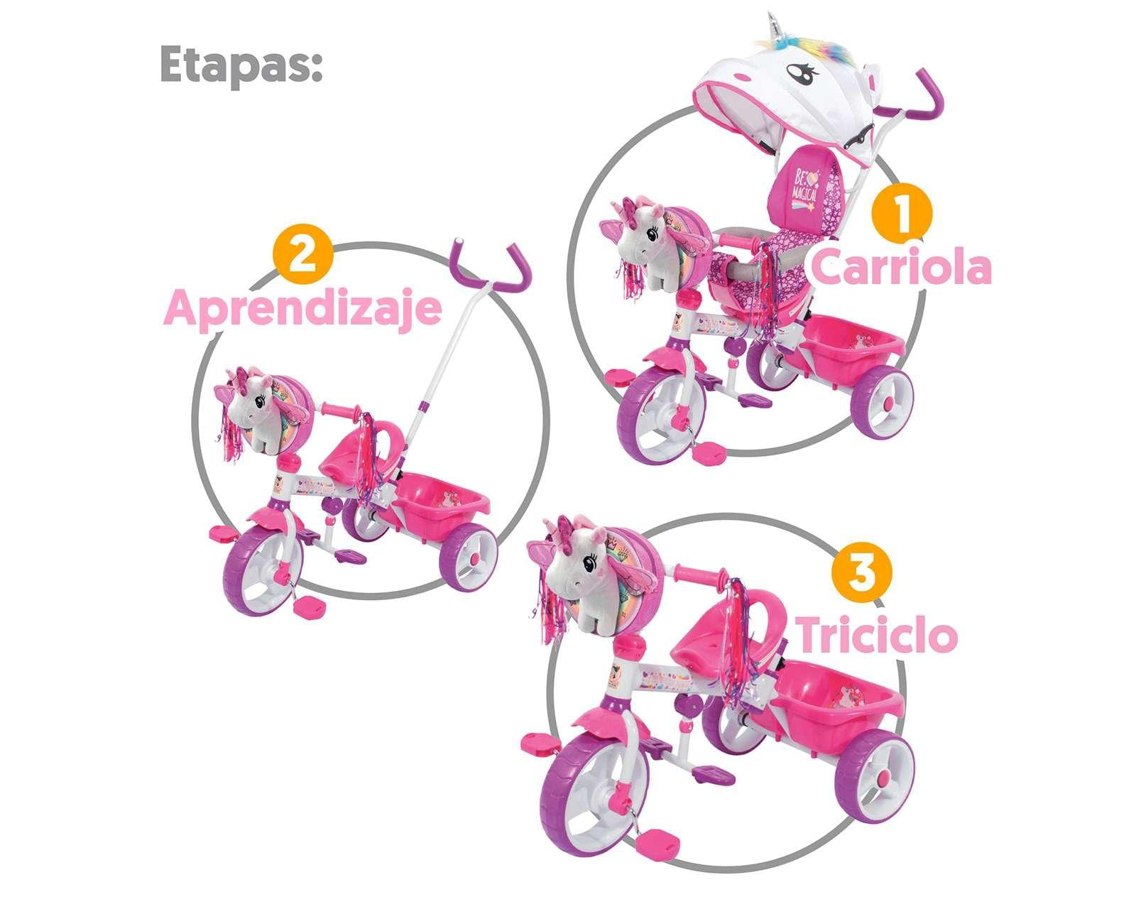 Foto 3 | Foto 3 | Triciclo Etapas Apache Unicornio 3 en 1
