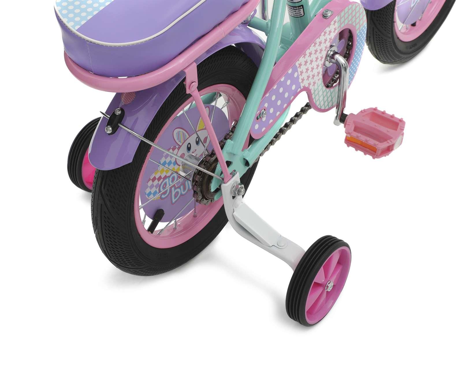 Foto 5 pulgar | Foto 4 | Bicicleta Infantil Getgo Go Bunny 12" Lila/Rosa