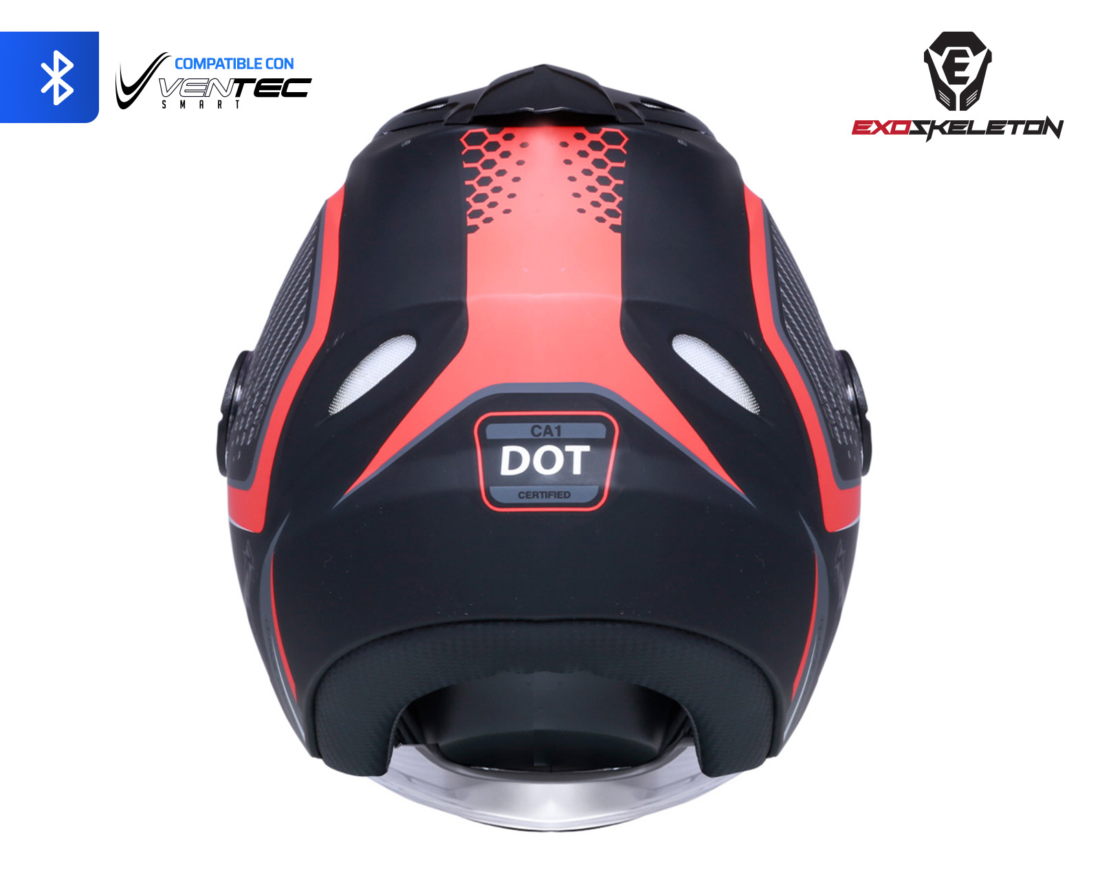 Foto 3 | Foto 3 | Casco para Motociclista Exoskeleton Grande con Bluetooth Negro